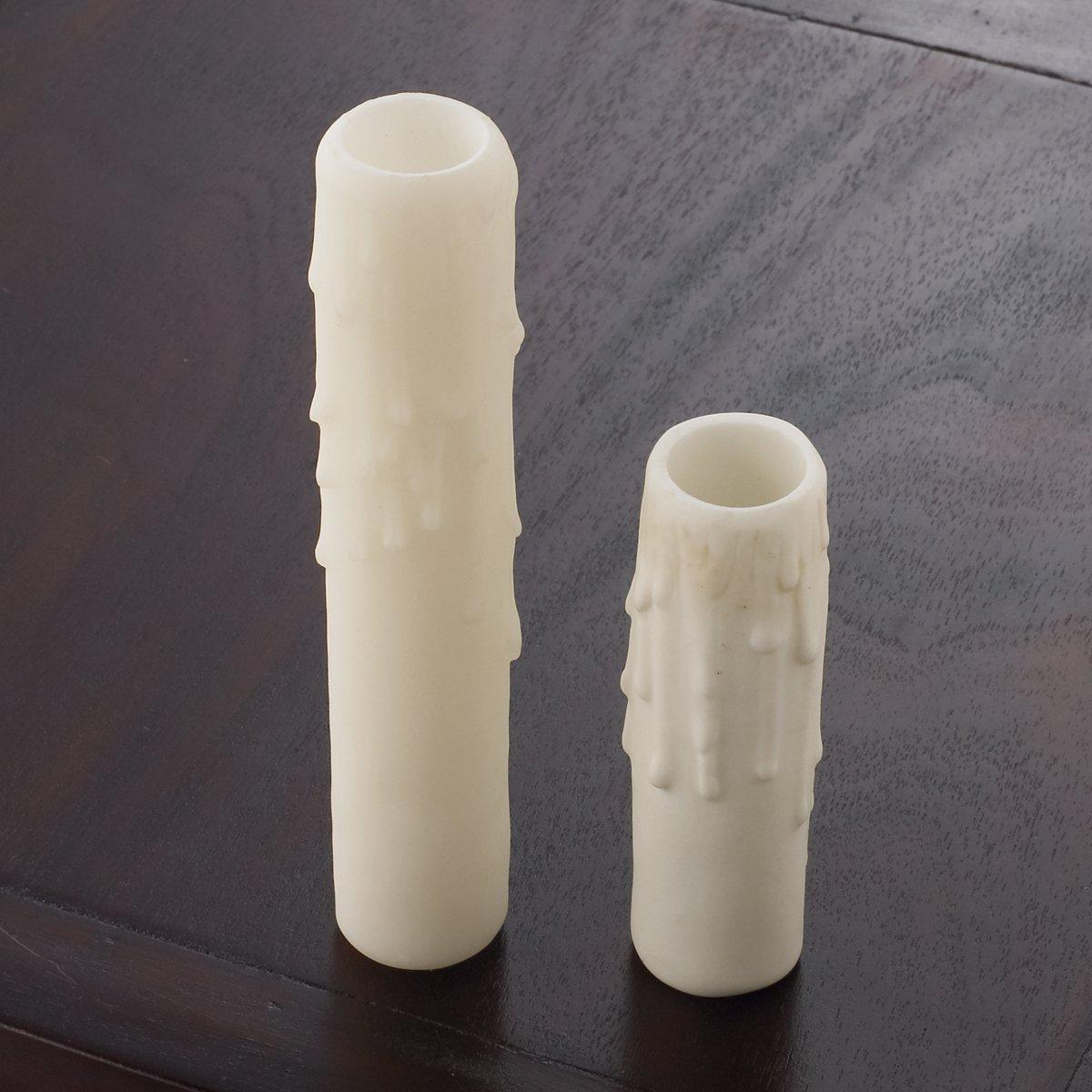Set Of 6 Cream Fiber Drip Candelabra Candle Covers - 3 Inch Elegant Candle Sleeves