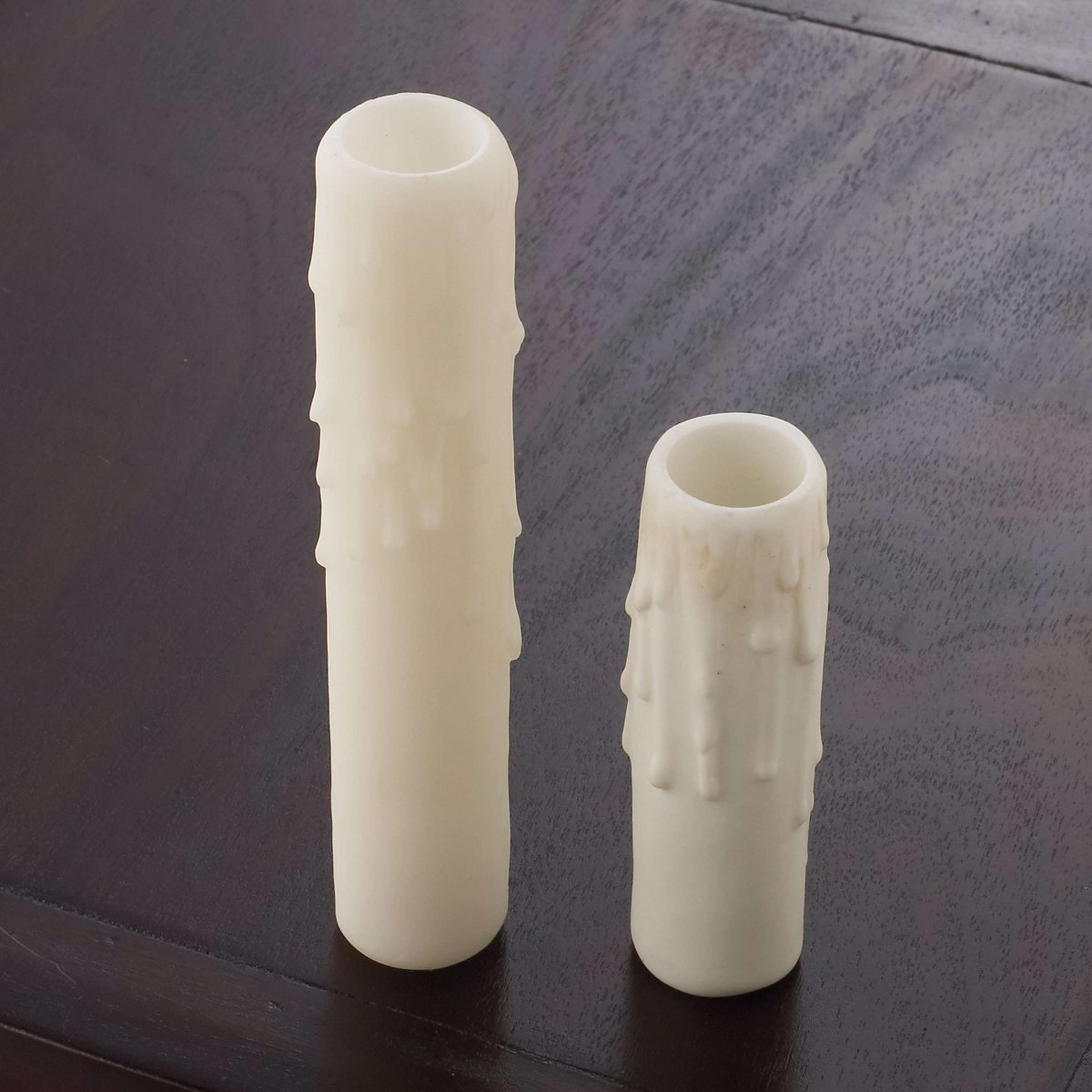 A 6" Tall Cream Faux Drip Candle Cover with Cream color