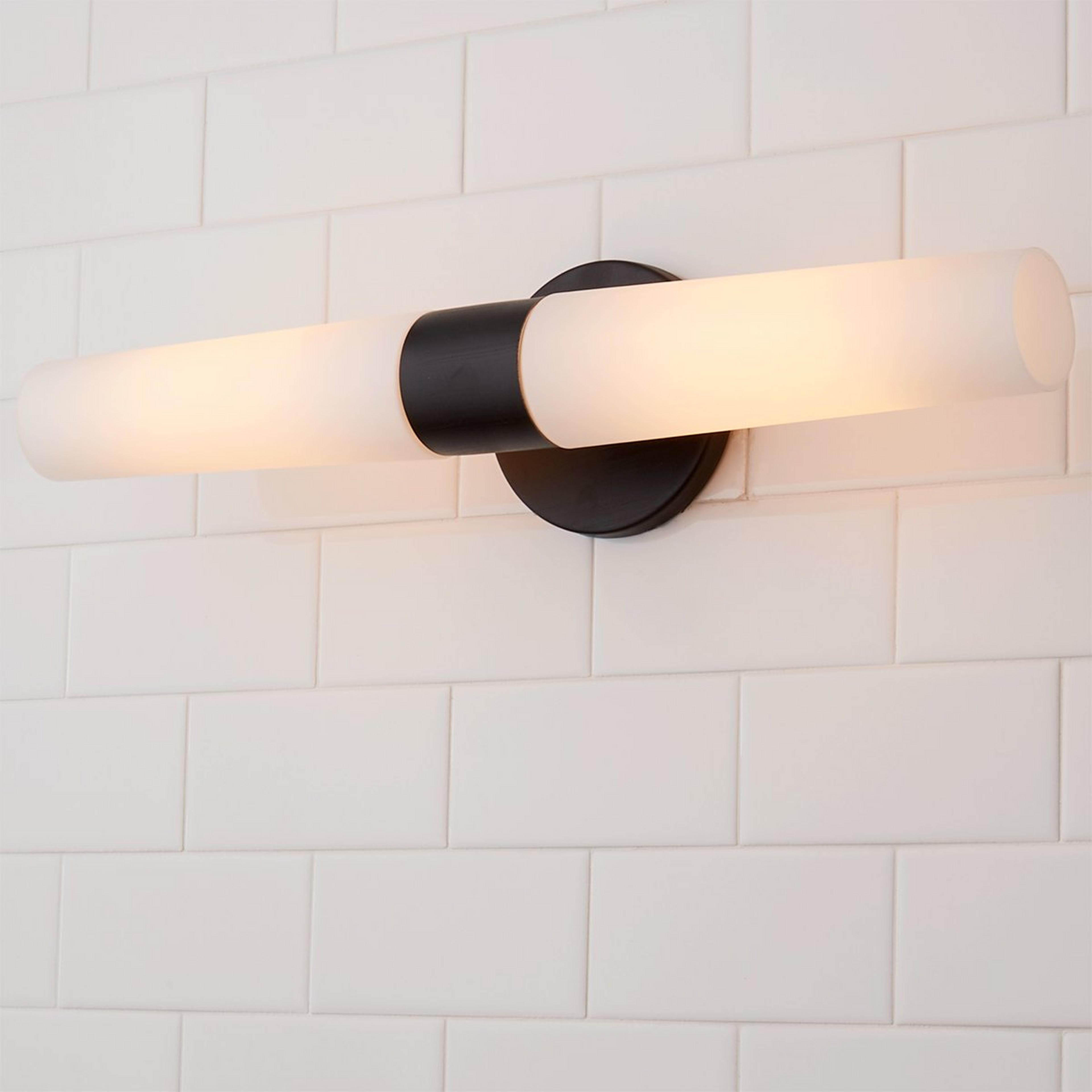 A Linear Tube Vanity Light - 2 Light with Bronze color
