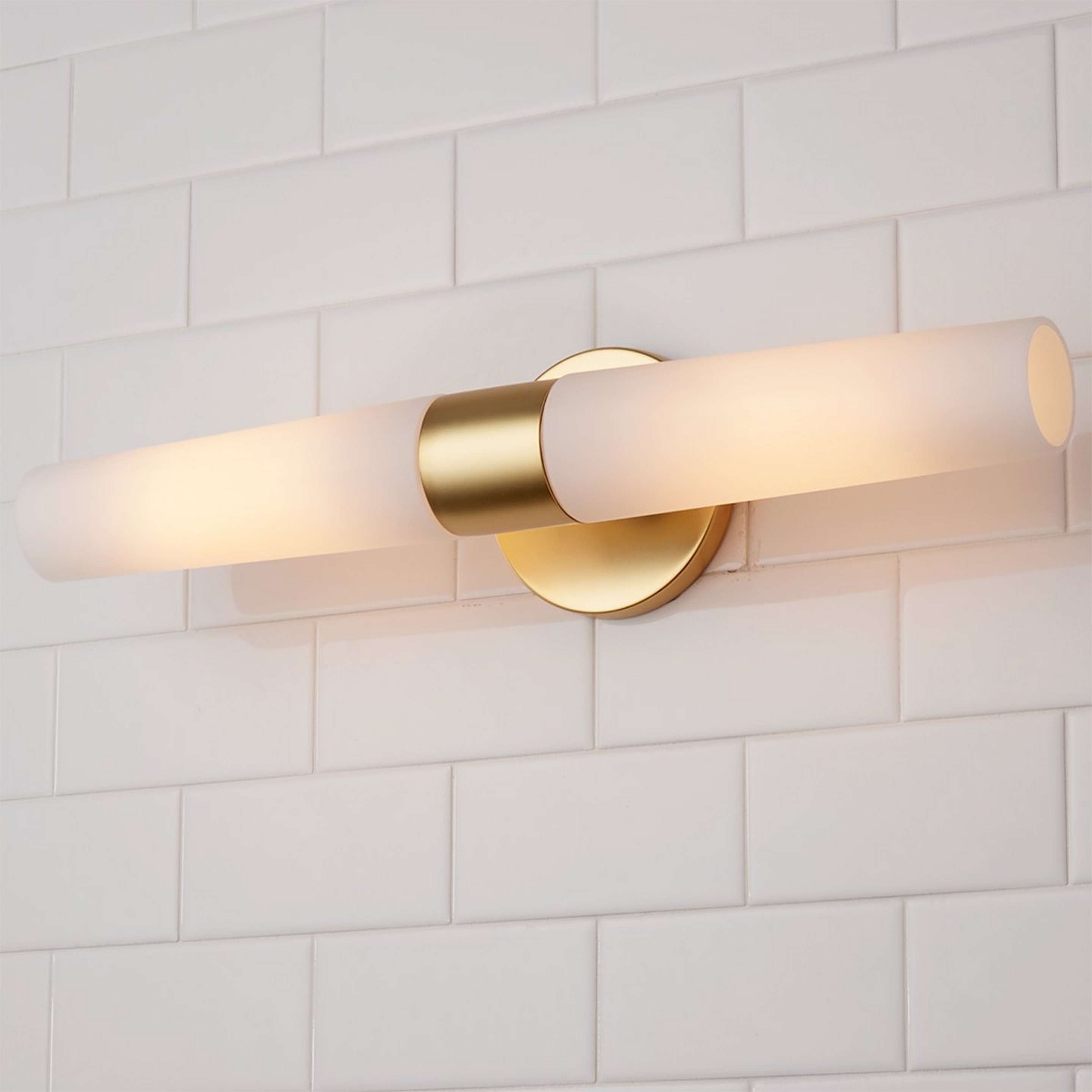 A Linear Tube Vanity Light - 2 Light with Honey Gold color