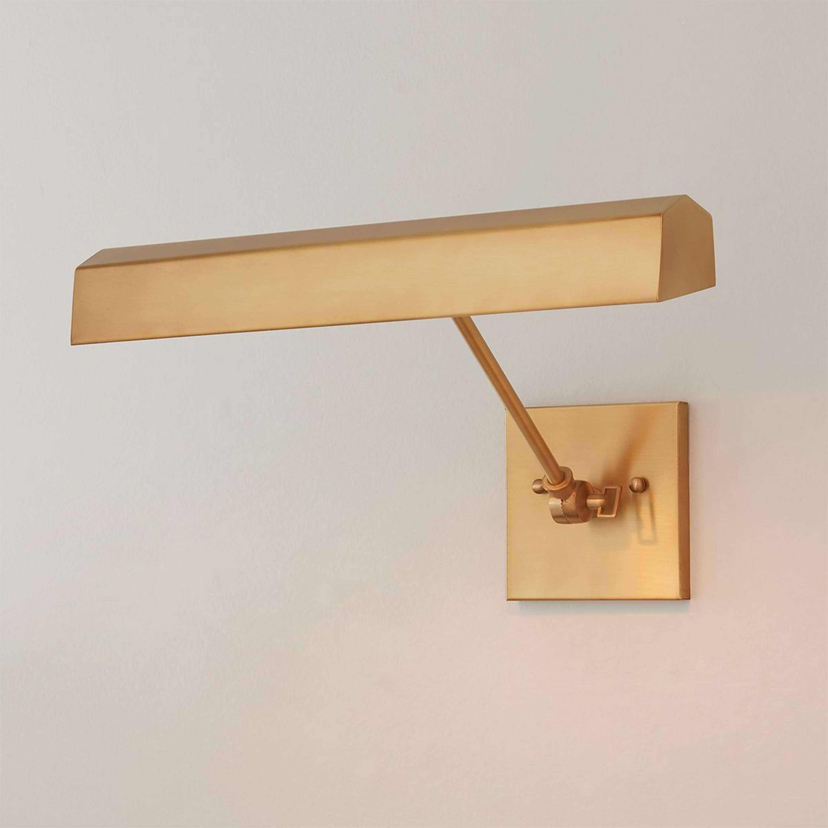 A Hip Roof Shade Picture Light with Old Brass color