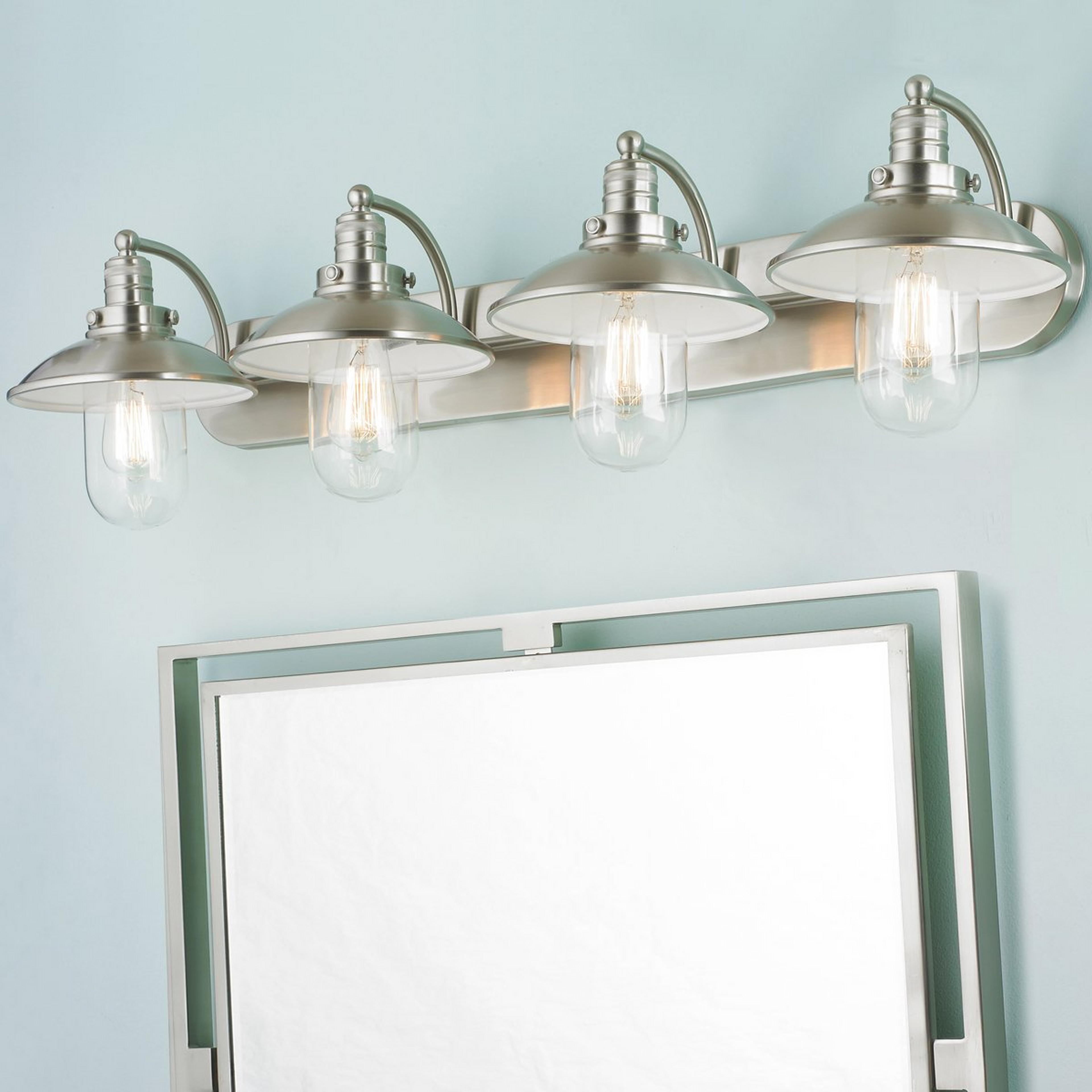 A Schooner Vanity Light - 4 Light with Brushed Nickel color