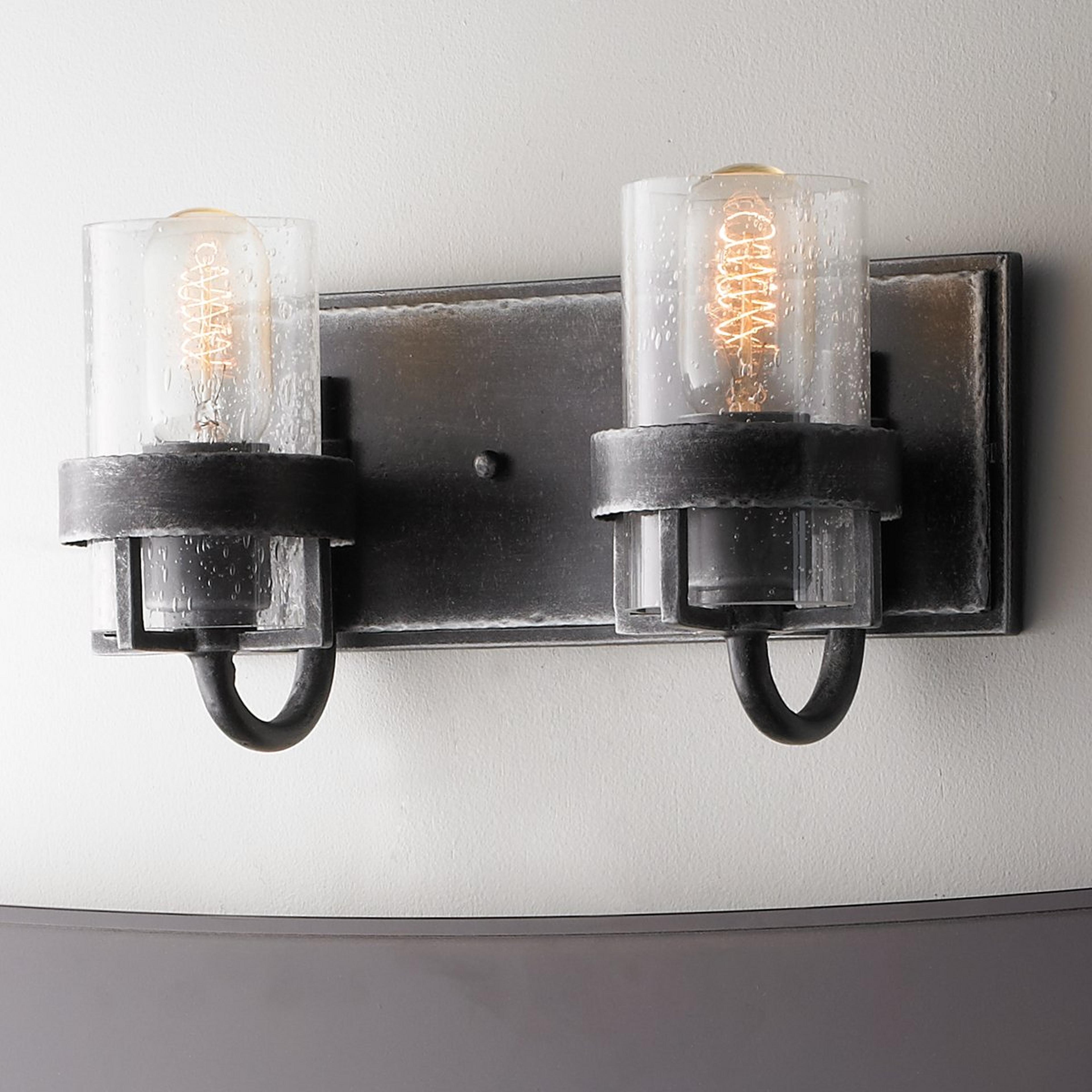 A Factory Vintage Iron Vanity Light - 2 Light with Vintage Iron color