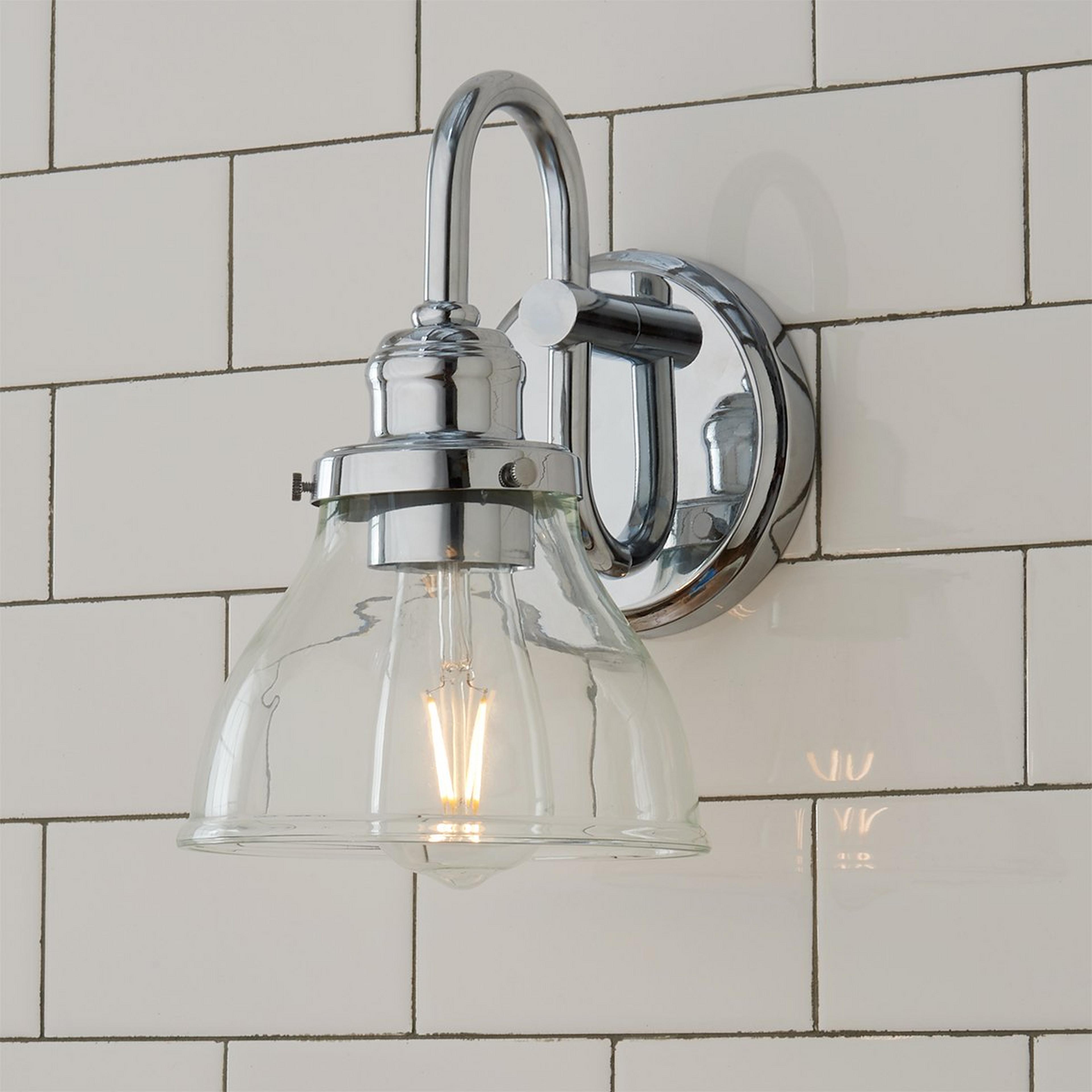 A Montpelier Bath Sconce - Clear with Chrome / Clear color