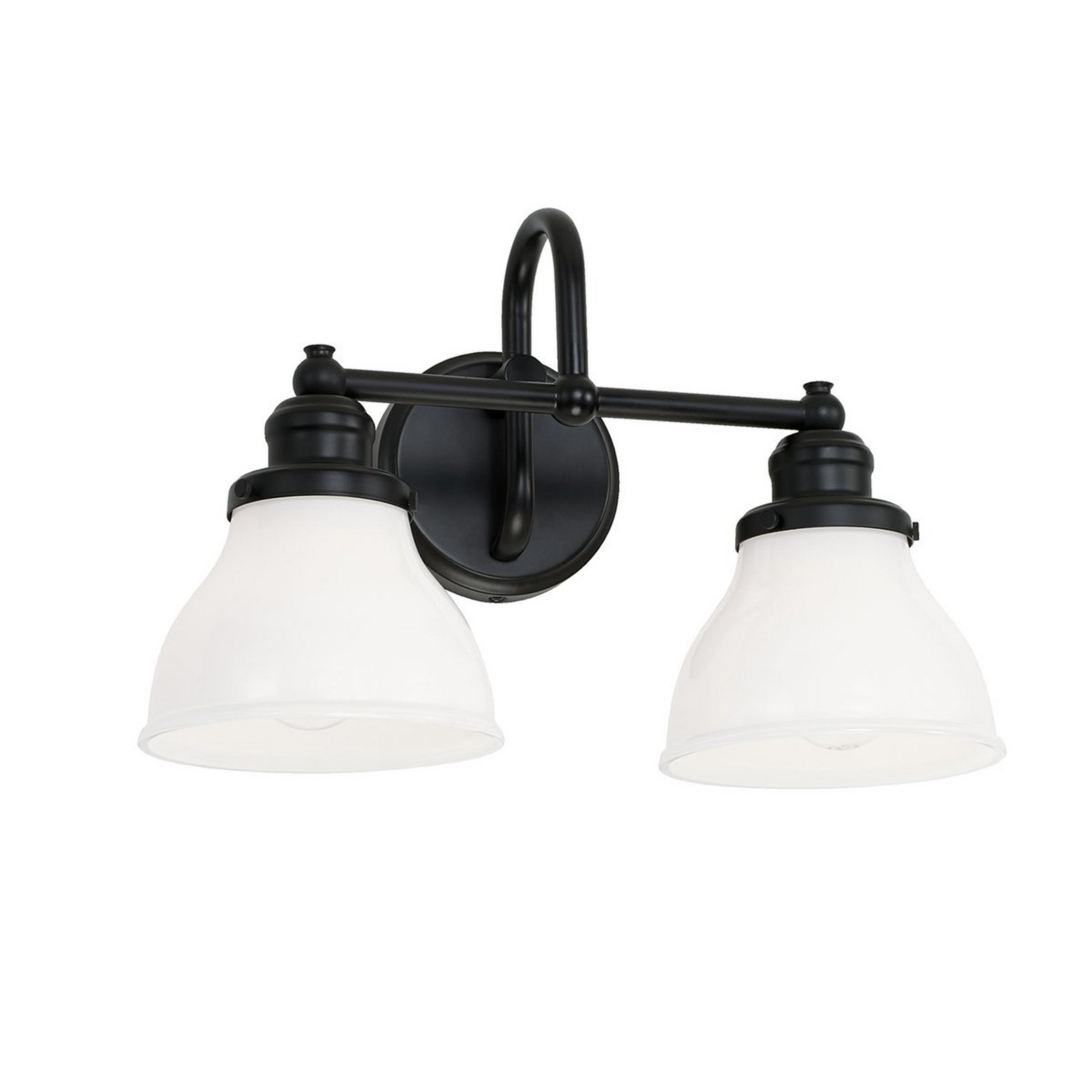 A Montpelier Vanity Light - 2 Light - Milk with Black / Milk Glass color
