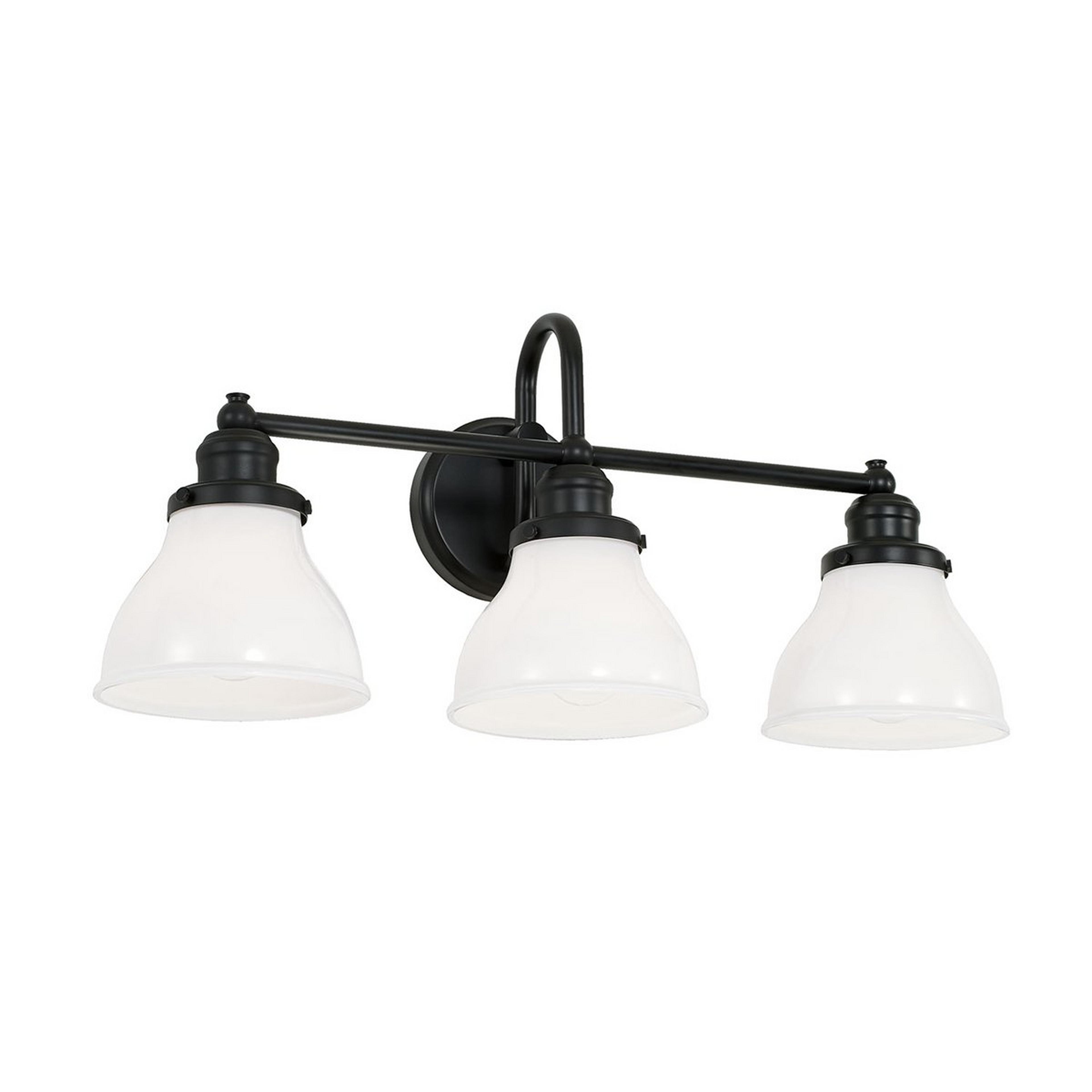 A Montpelier Vanity Light - 3 Light - Milk with Black / Milk Glass color