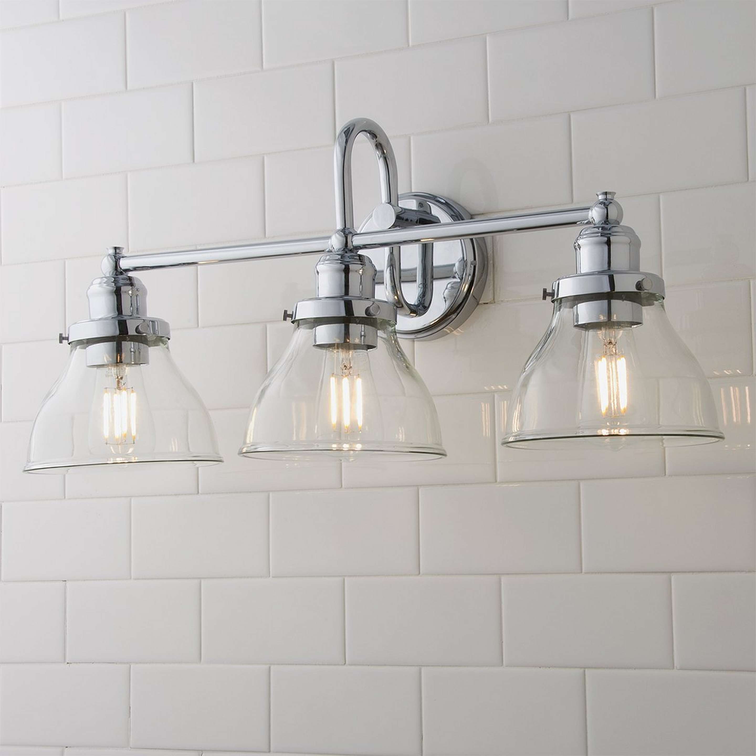 A Montpelier Vanity Light - 3 Light - Clear with Chrome / Clear color