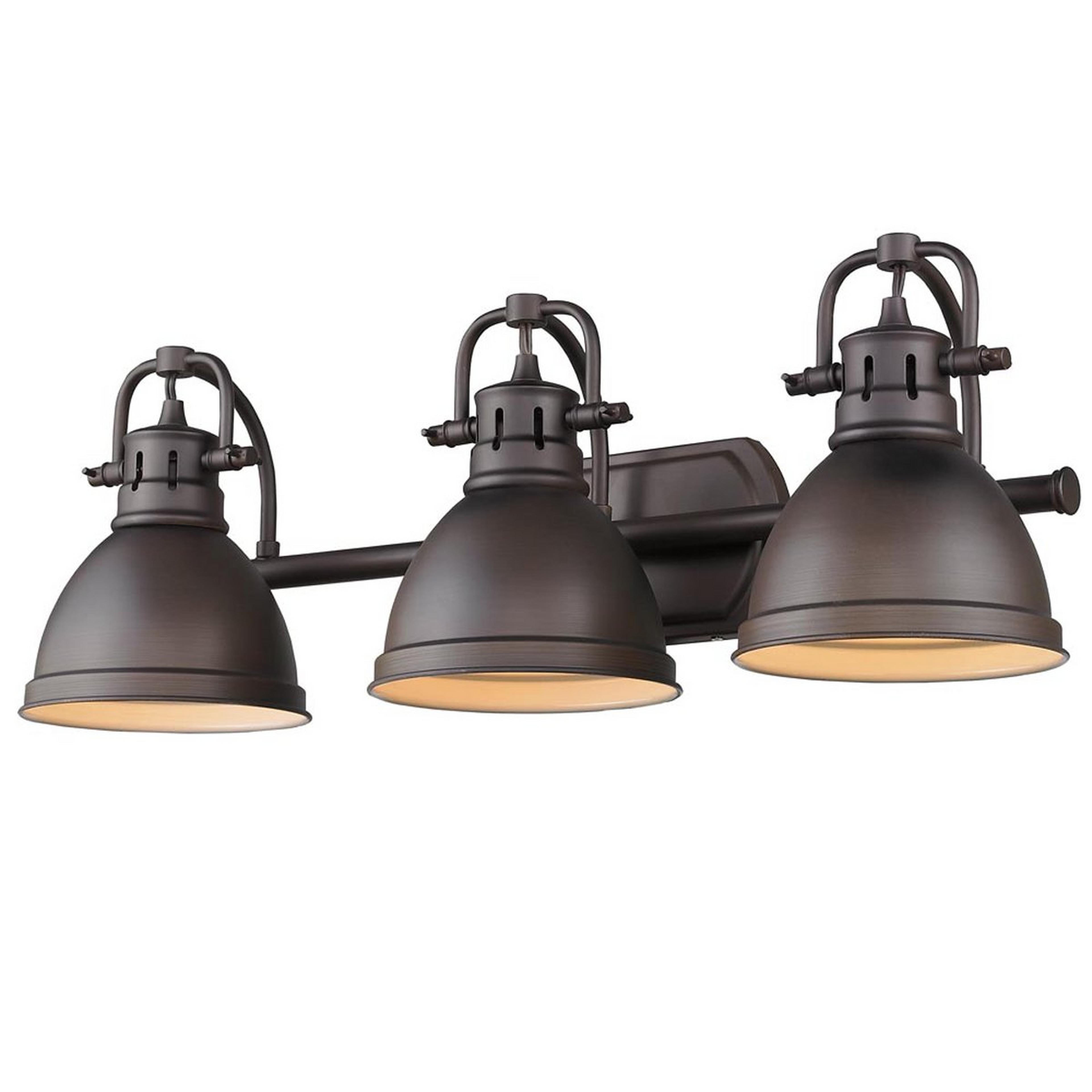 A Classic Dome Shade Vanity Light - 3 Light with Bronze color