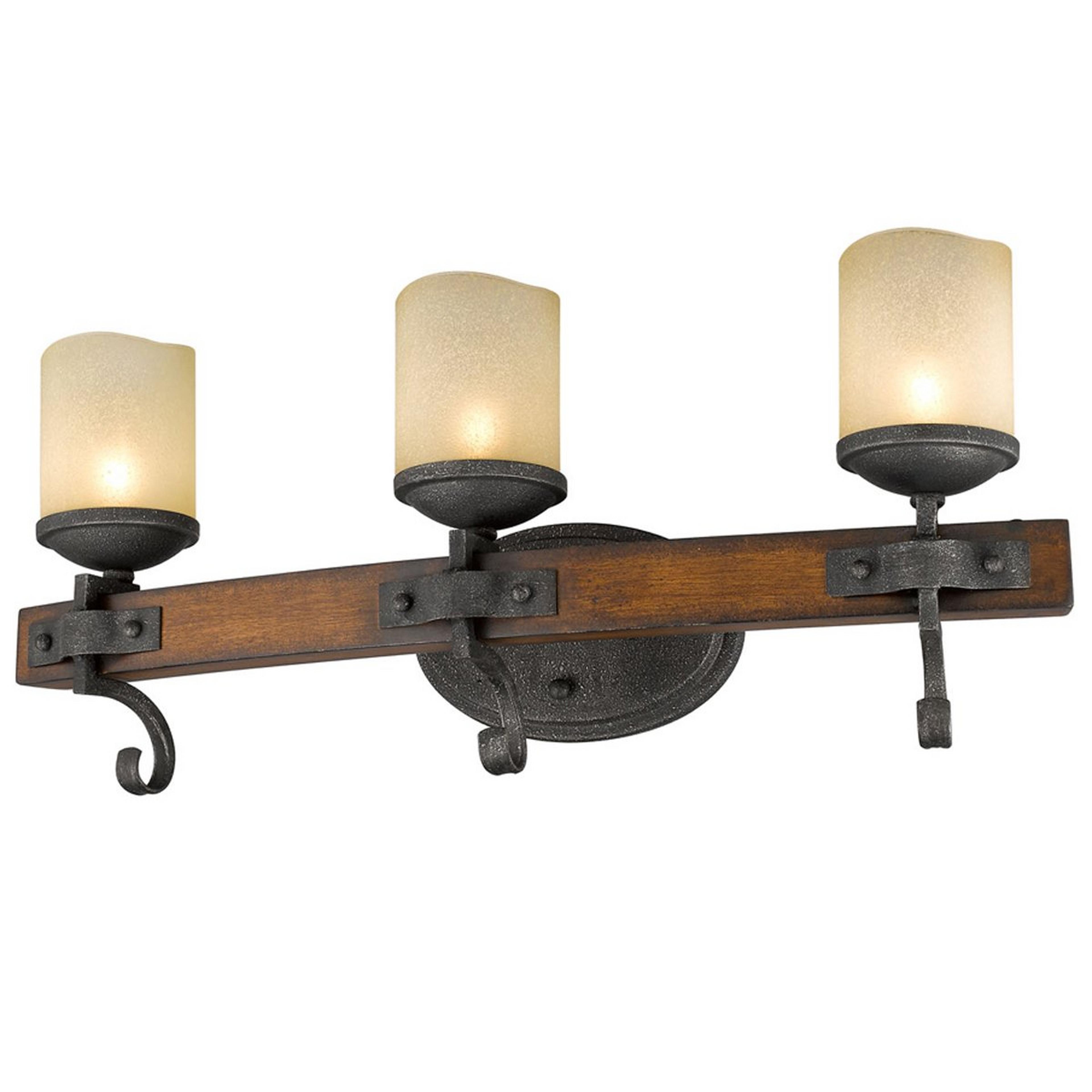 A Rustic Toscano Vanity Light - 3 Light with Black color