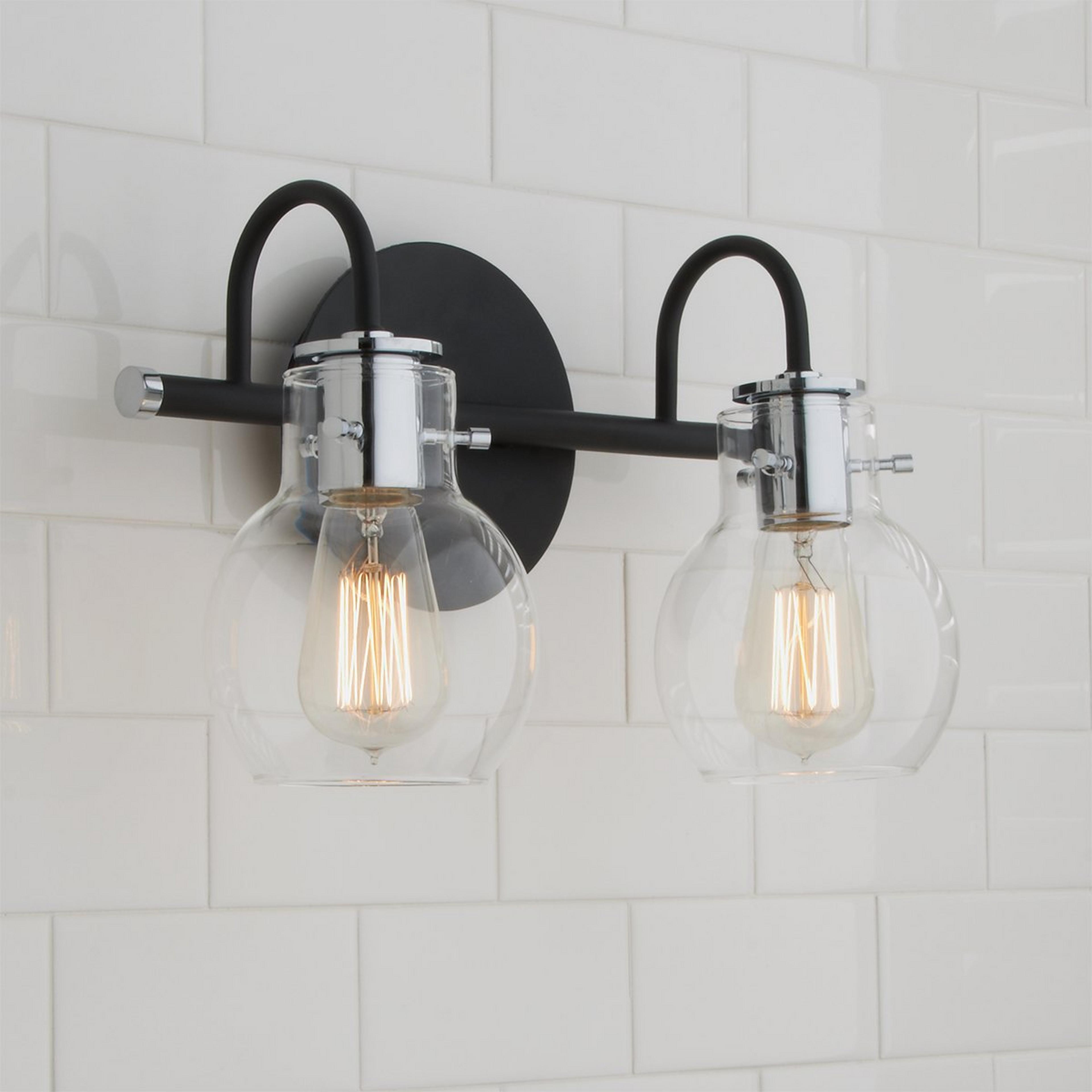A Vintage Arc Shade Vanity Light - 2 Light with undefined color