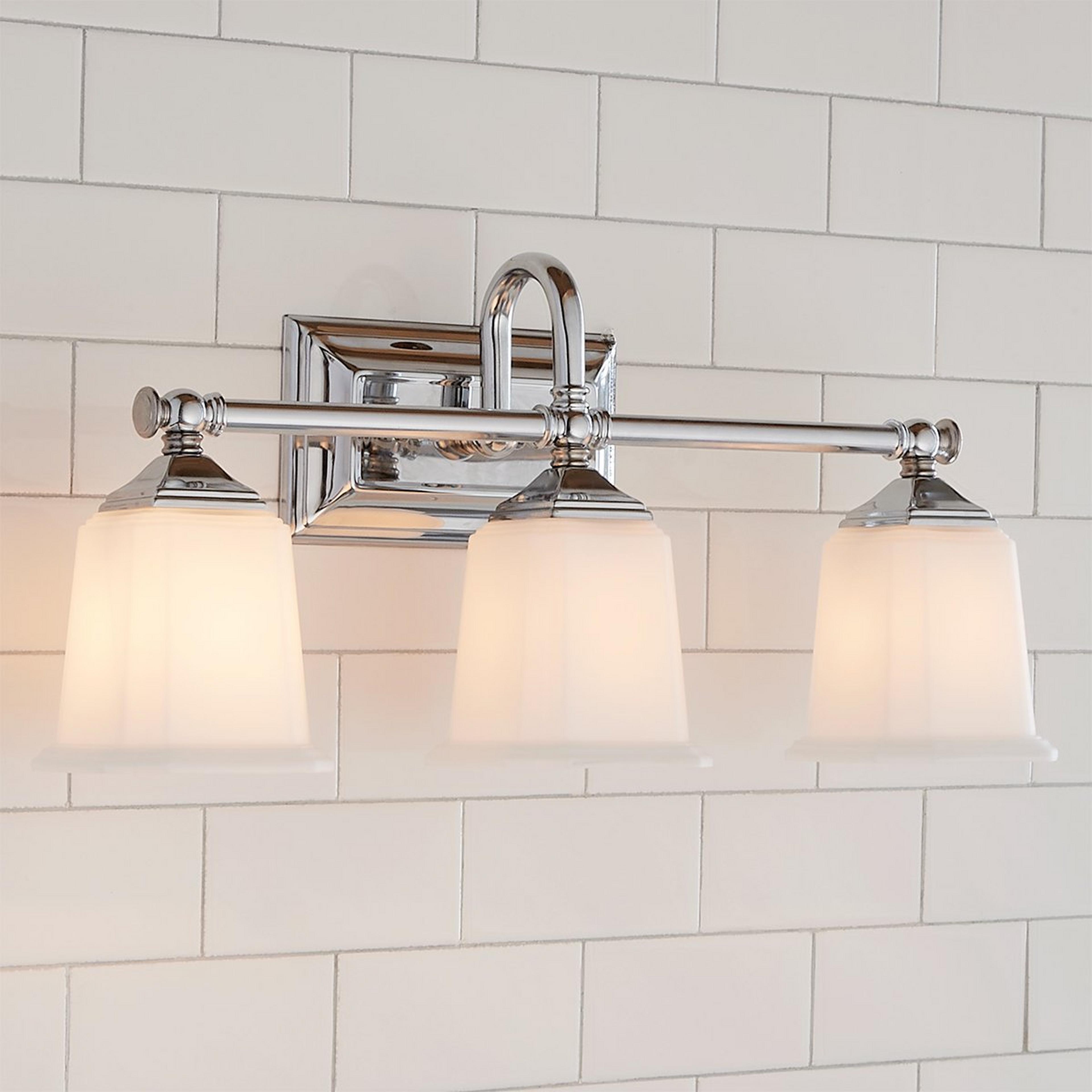 A Refined Classic Vanity Light - 3 Light - Opal Glass with Chrome / White Glass color