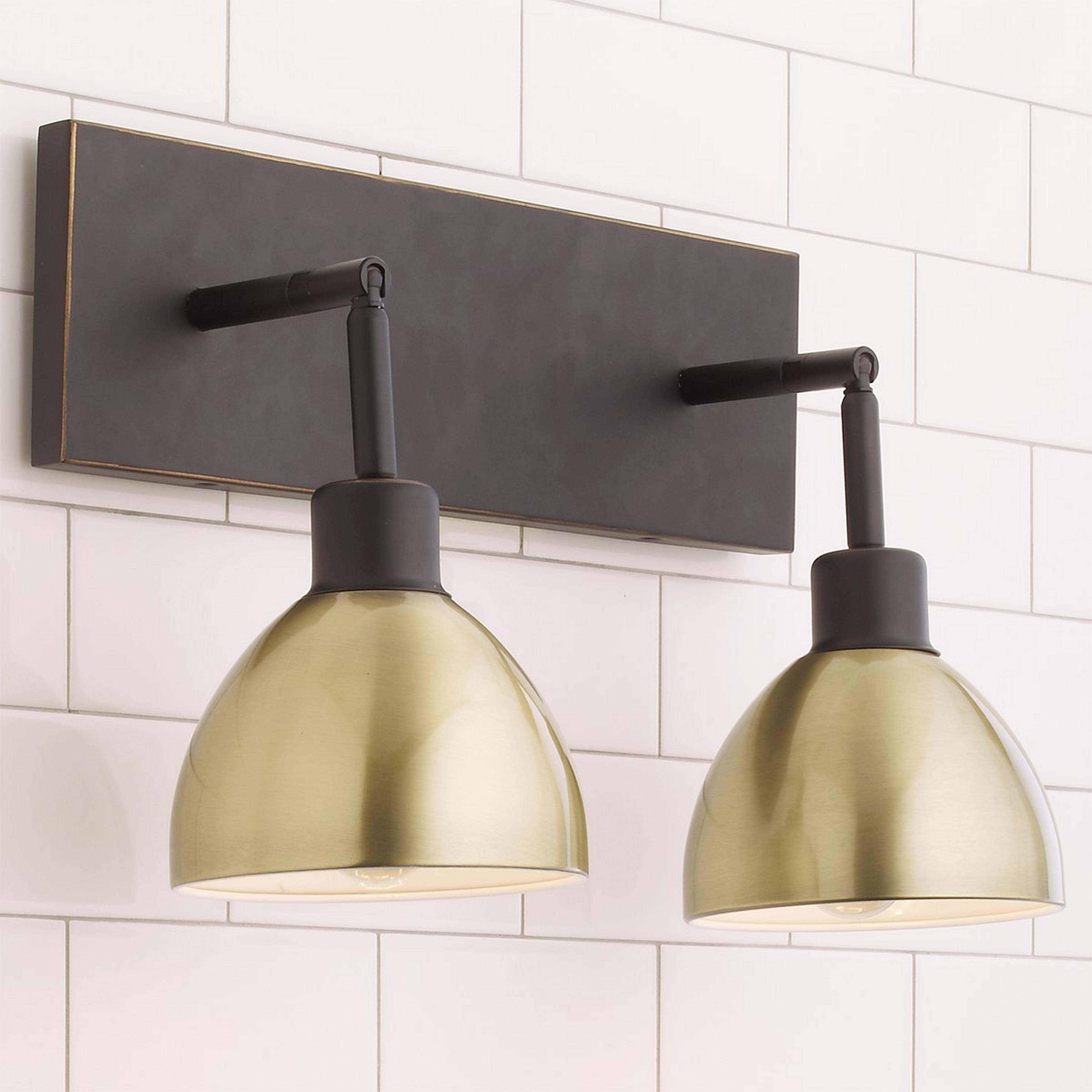 A Young House Love Dapper Vanity Light - 2 Light with Bronze / Brushed Brass color