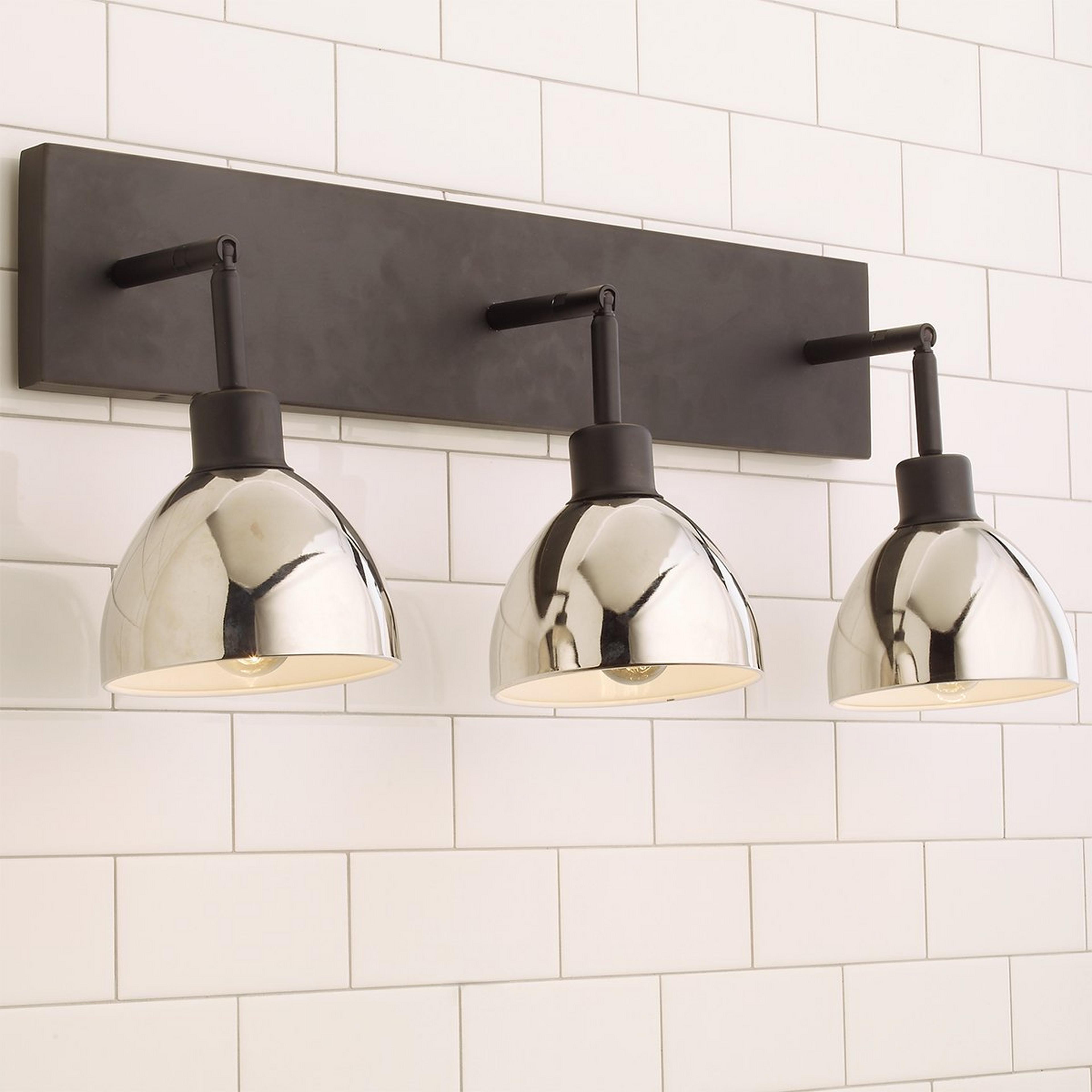A Young House Love Dapper Vanity Light - 3 Light with Bronze / Chrome color