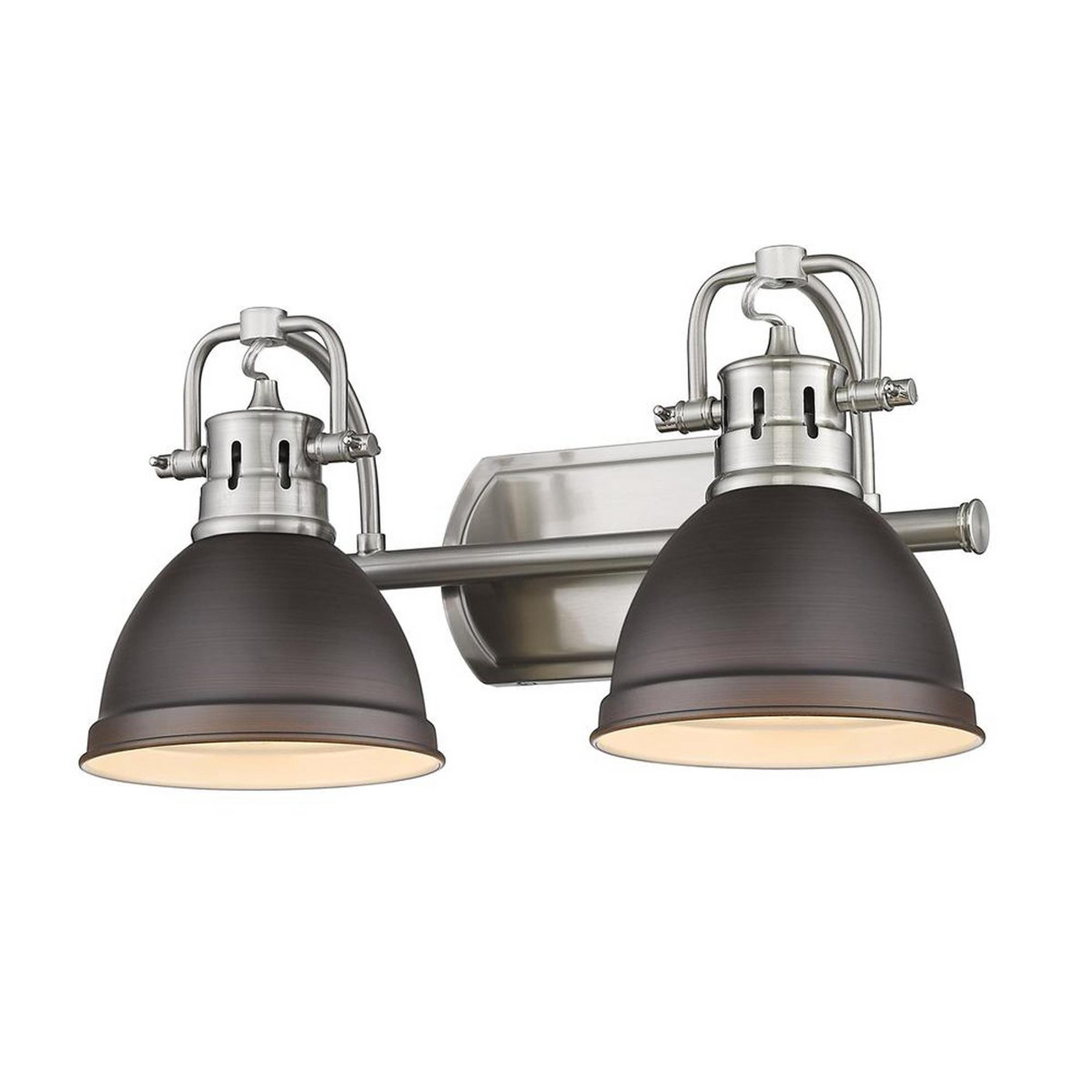 A Classic Dome Shade Vanity Light - 2 Light with Pewter / Bronze color