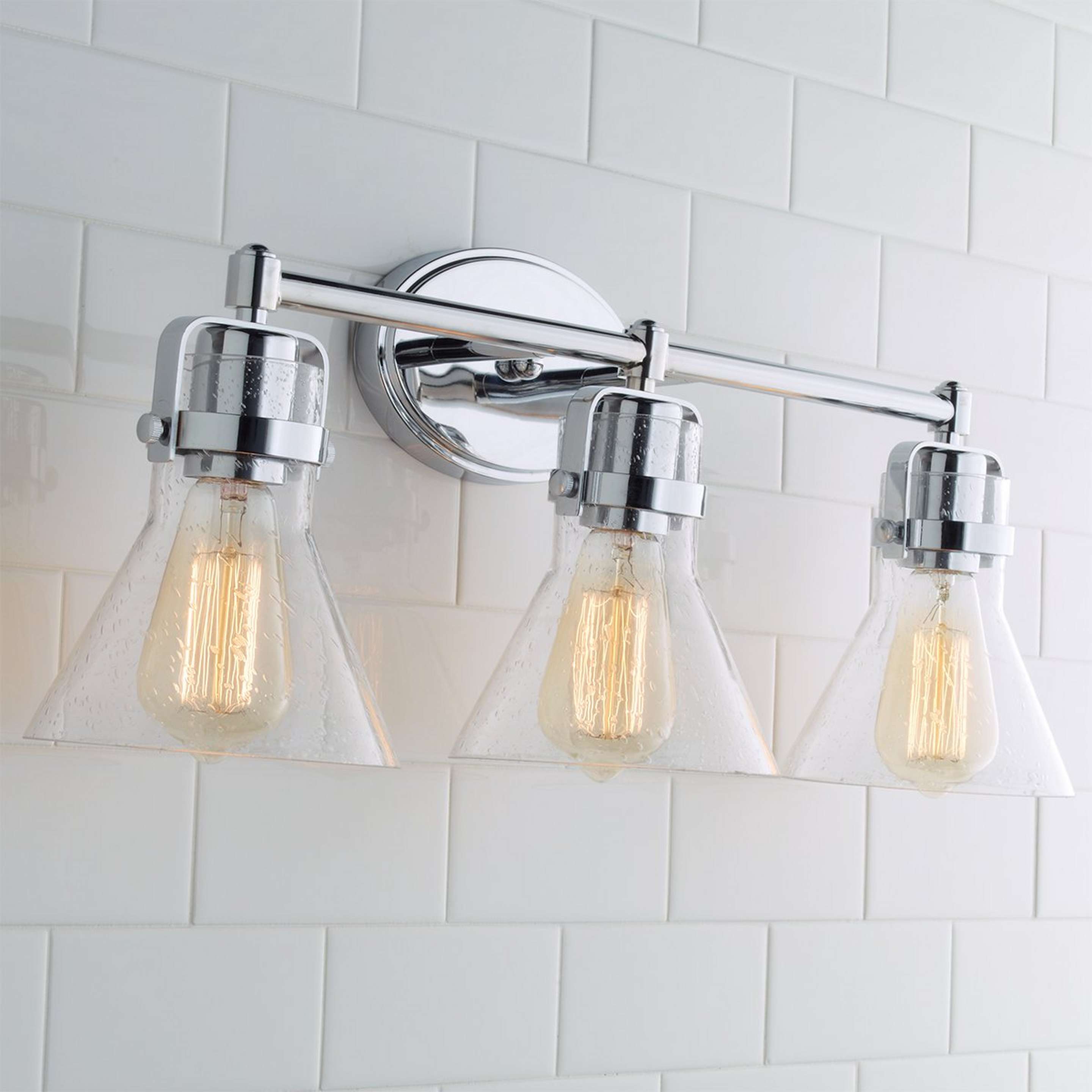 A Coastal Flair Vanity Light - 3 Light with Chrome color