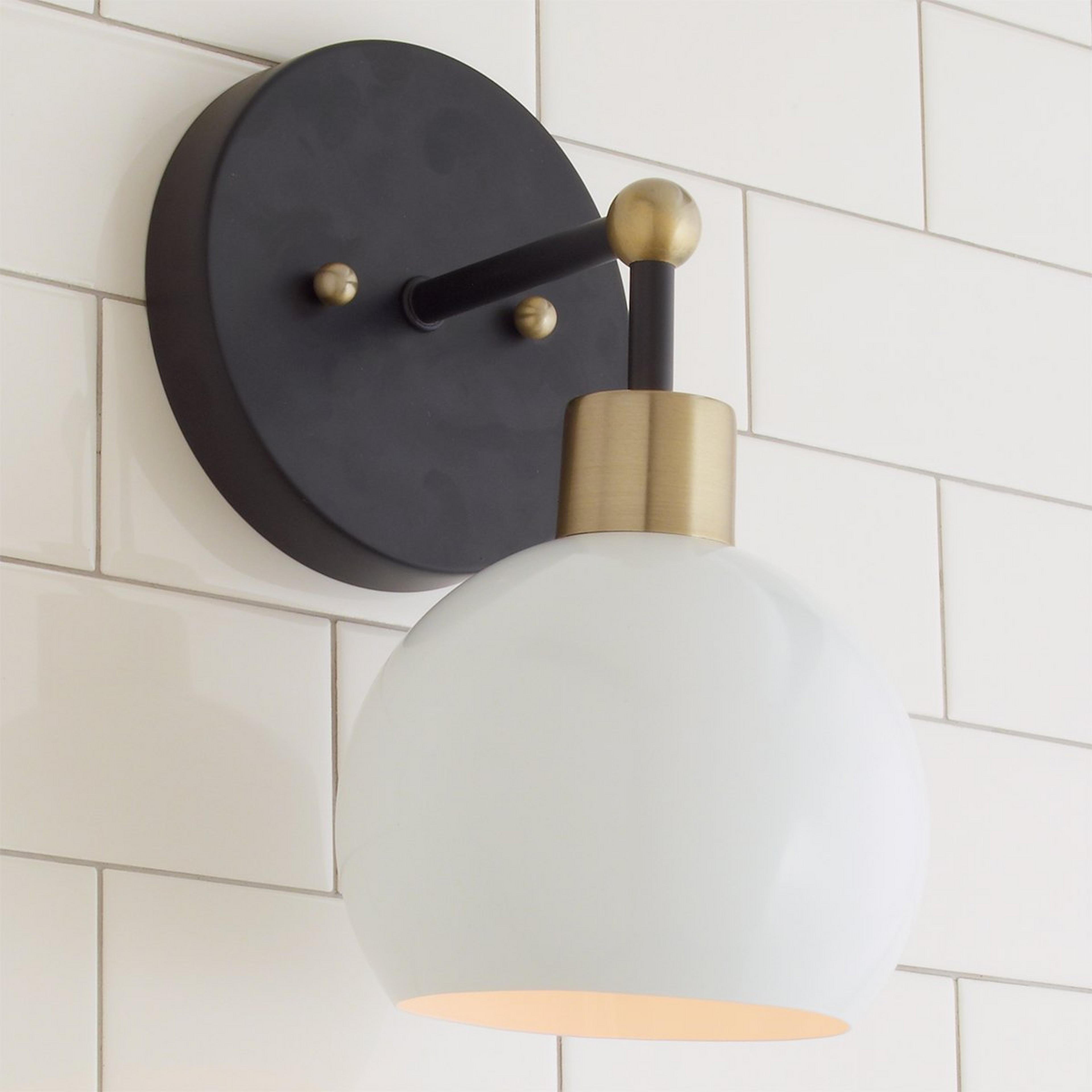 A Young House Love Bubble Sconce with Bronze / White / Brass color