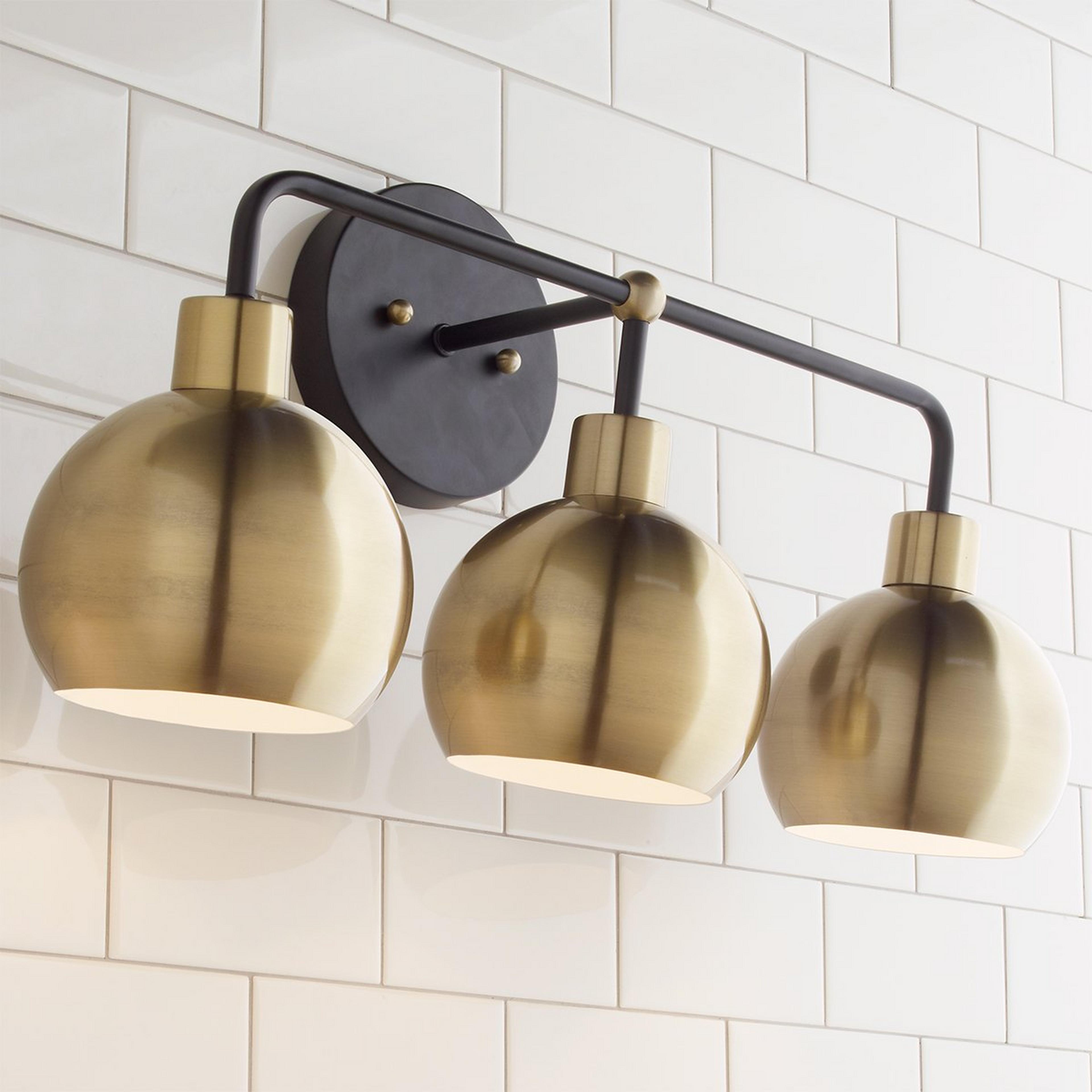 A Young House Love Bubble Vanity Light - 3 Light with Bronze / Brass / Brass color
