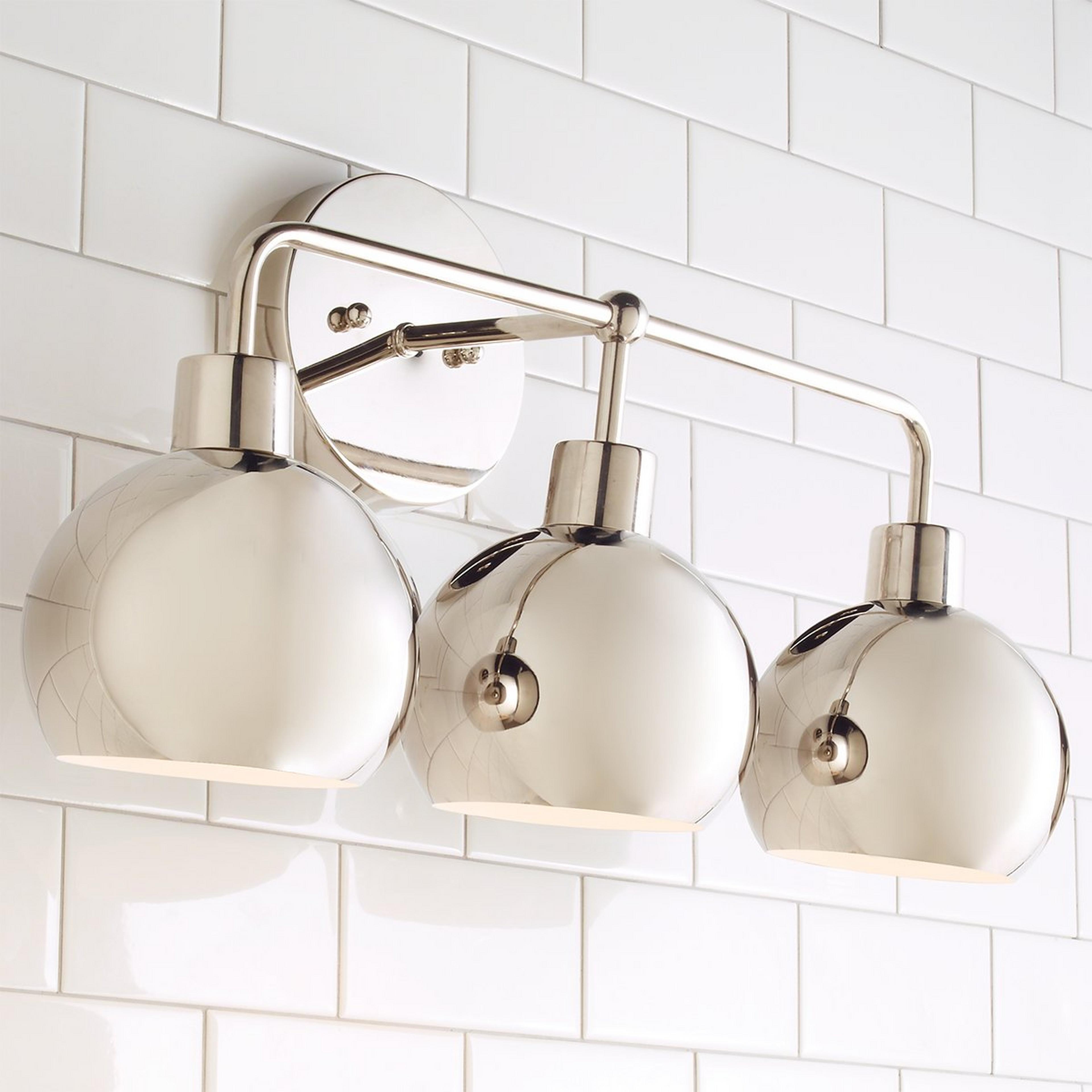 A Young House Love Bubble Vanity Light - 3 Light with Polished Nickel color