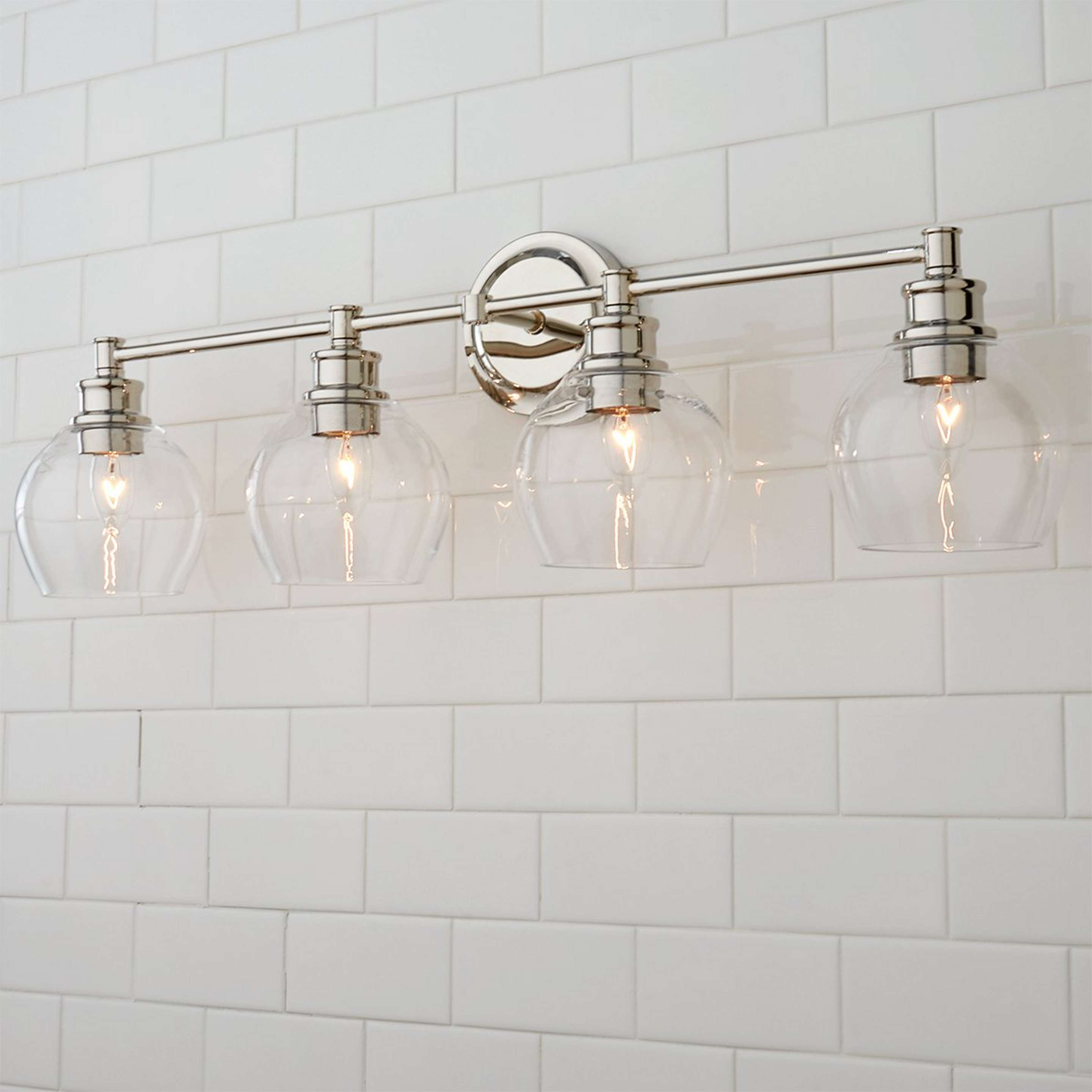 A Volta Glass Vanity Light - 4 light with Polished Nickel / Clear color