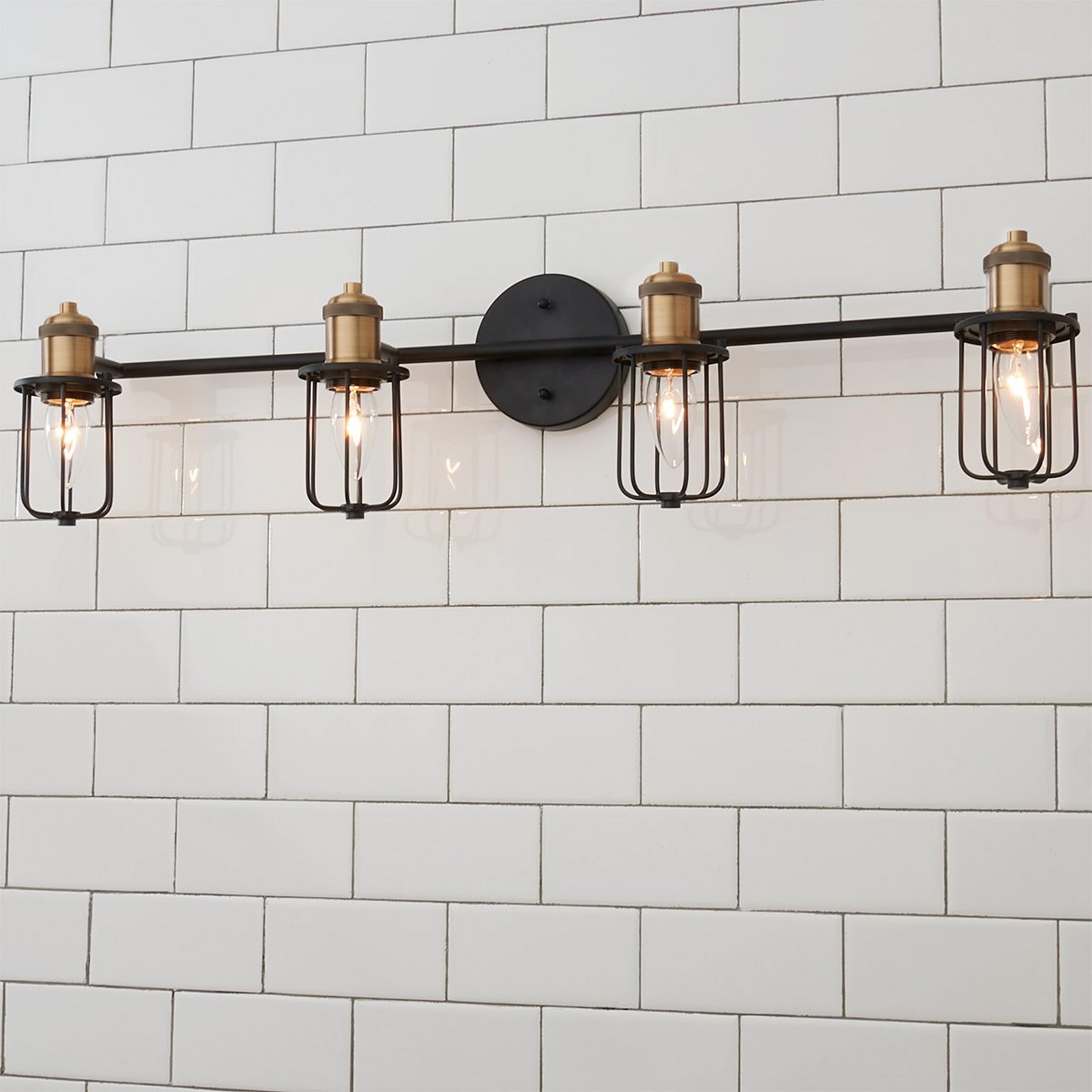 A Warehouse Cage Vanity Light - 4 Light with undefined color