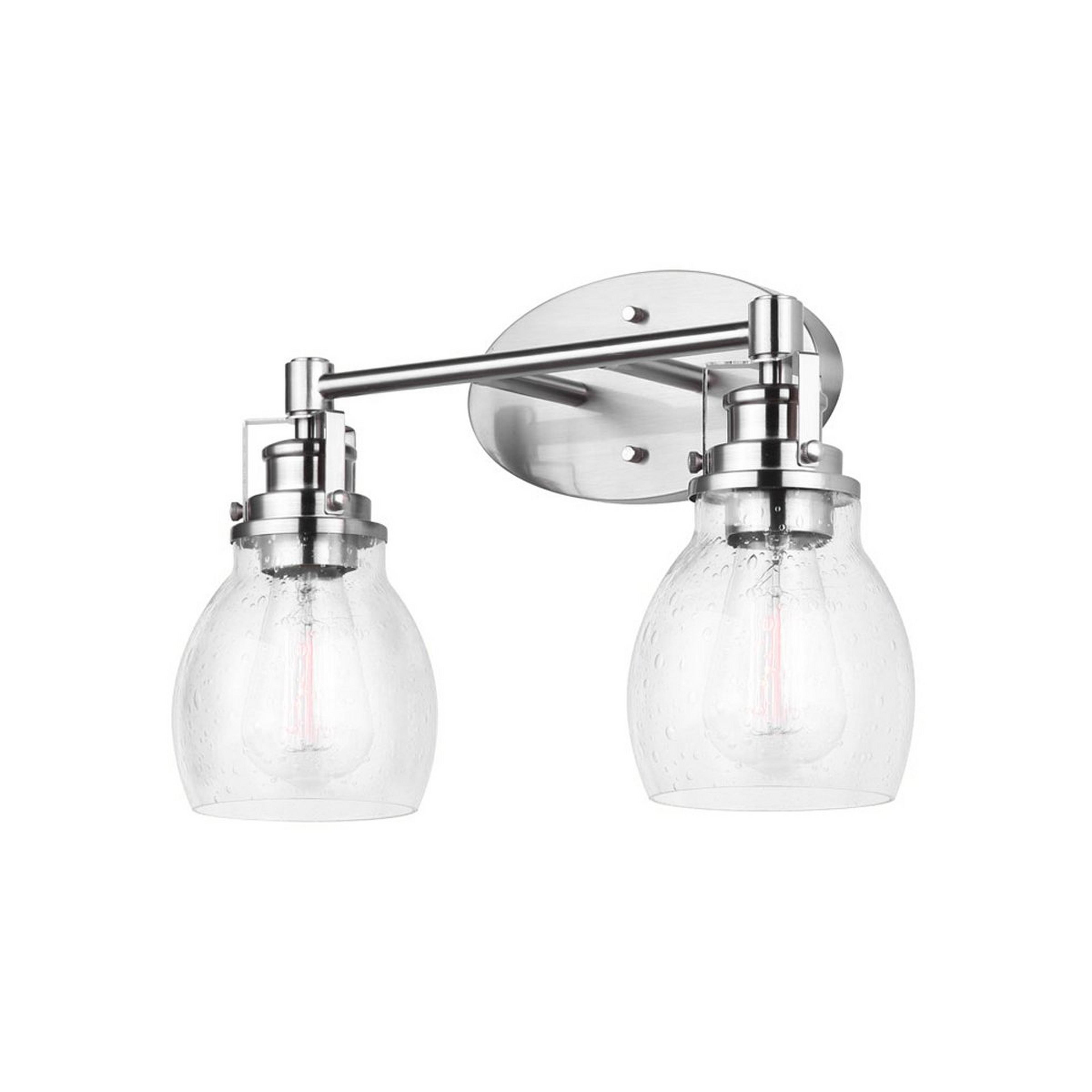 A Soft Seeded Vanity Light - 2 Light with Brushed Nickel / Seeded Glass color
