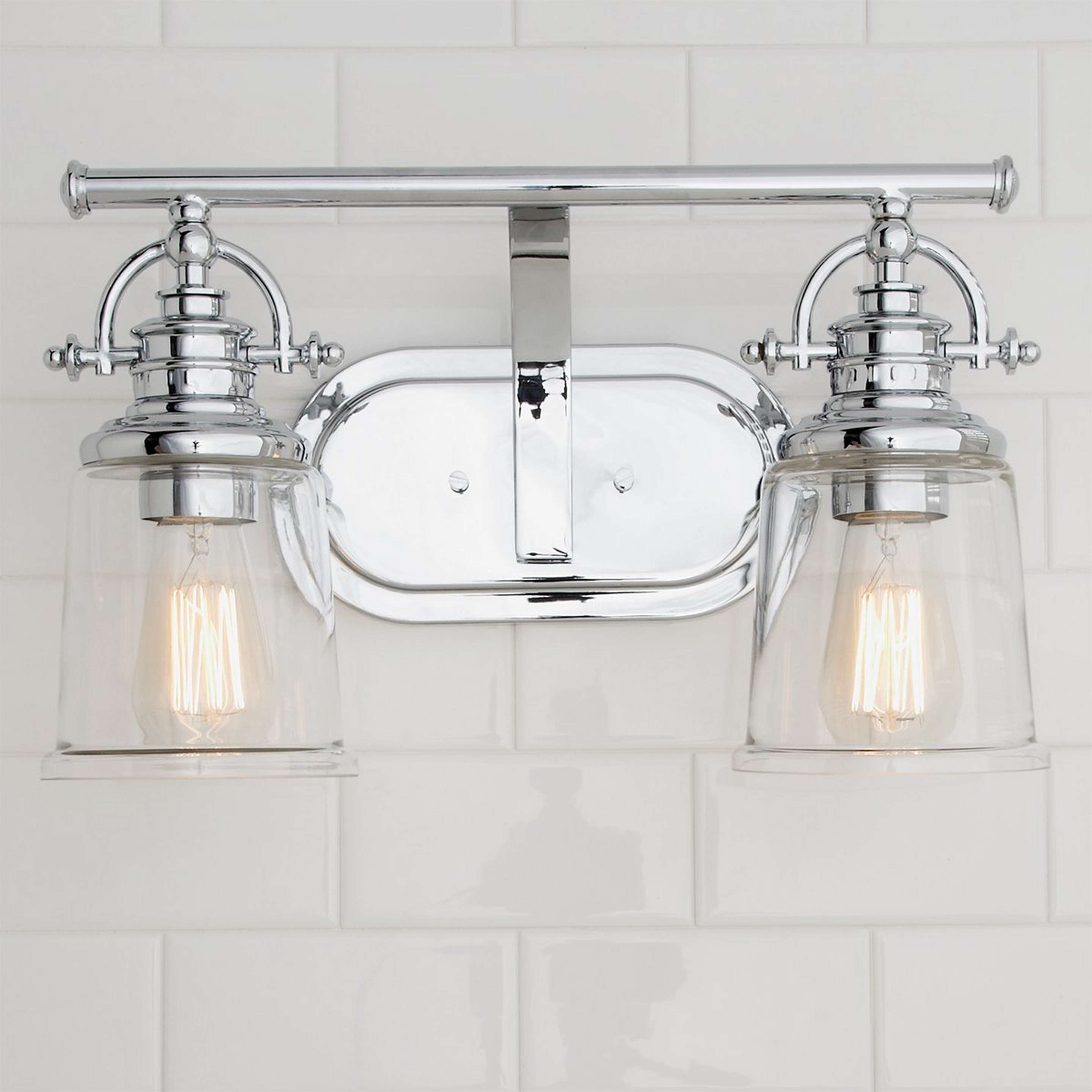 A Nostalgic Flair Vanity Light - 2 Light with Chrome color