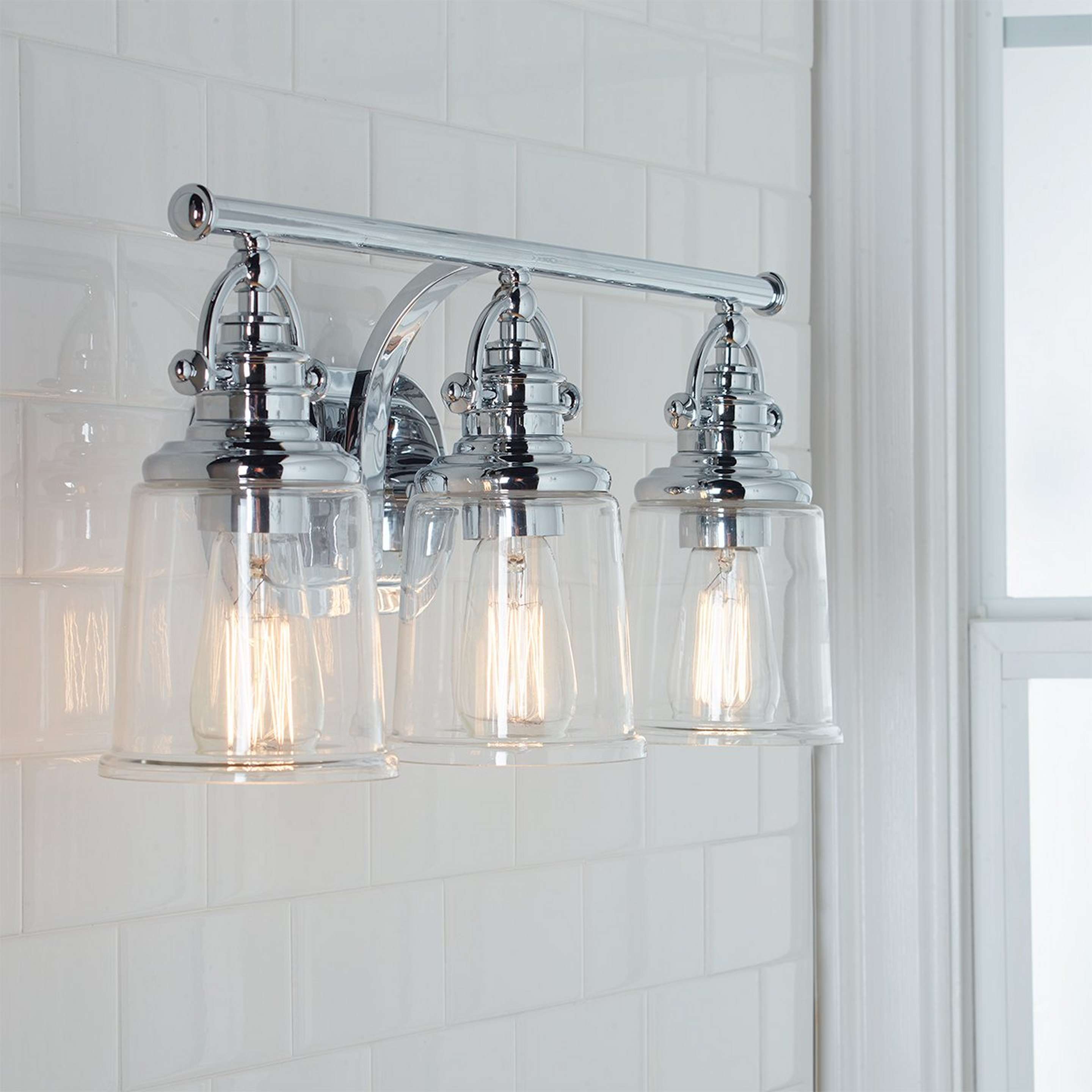 A Nostalgic Flair Vanity Light - 3 Light with Chrome color