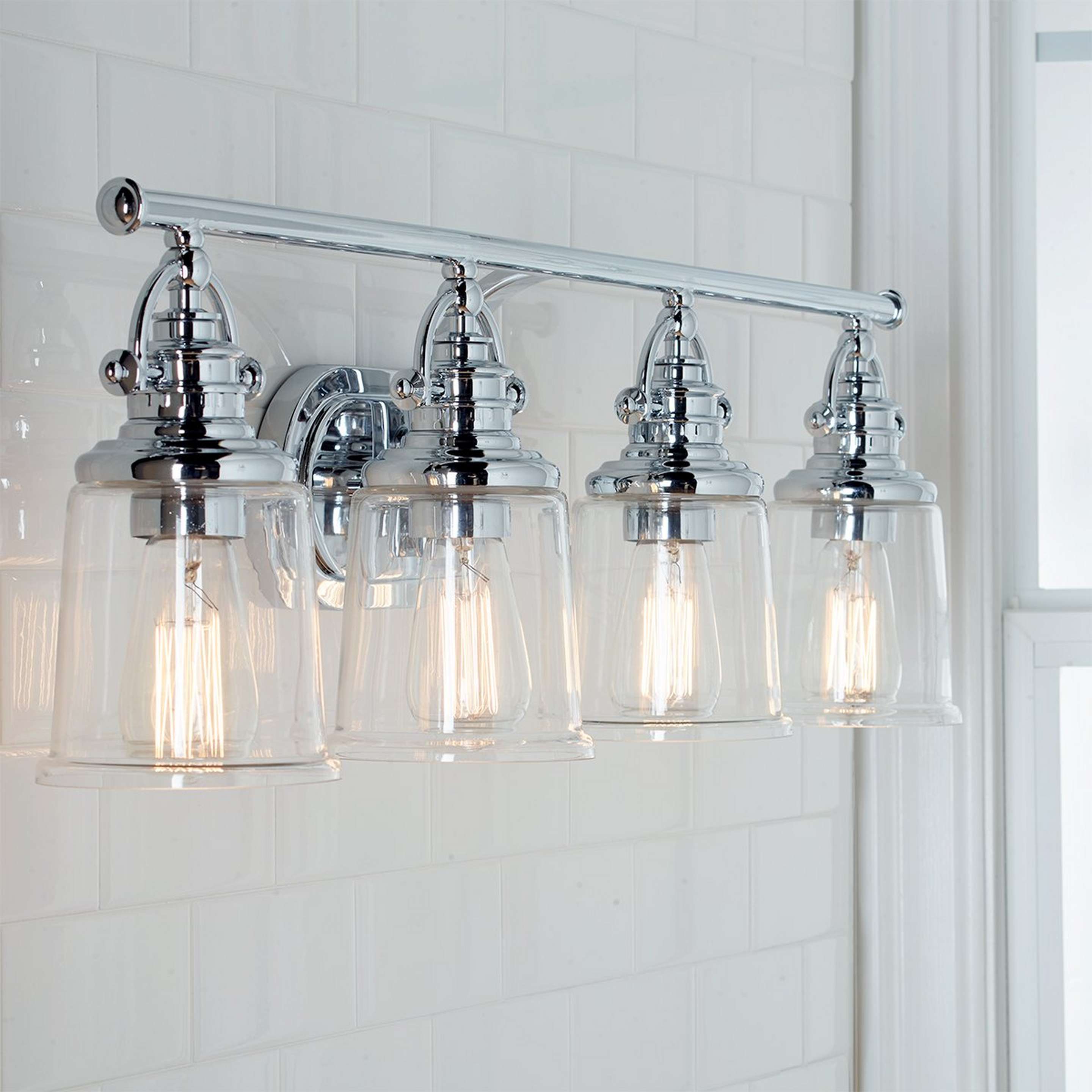 A Nostalgic Flair Vanity Light - 4 Light with Chrome color