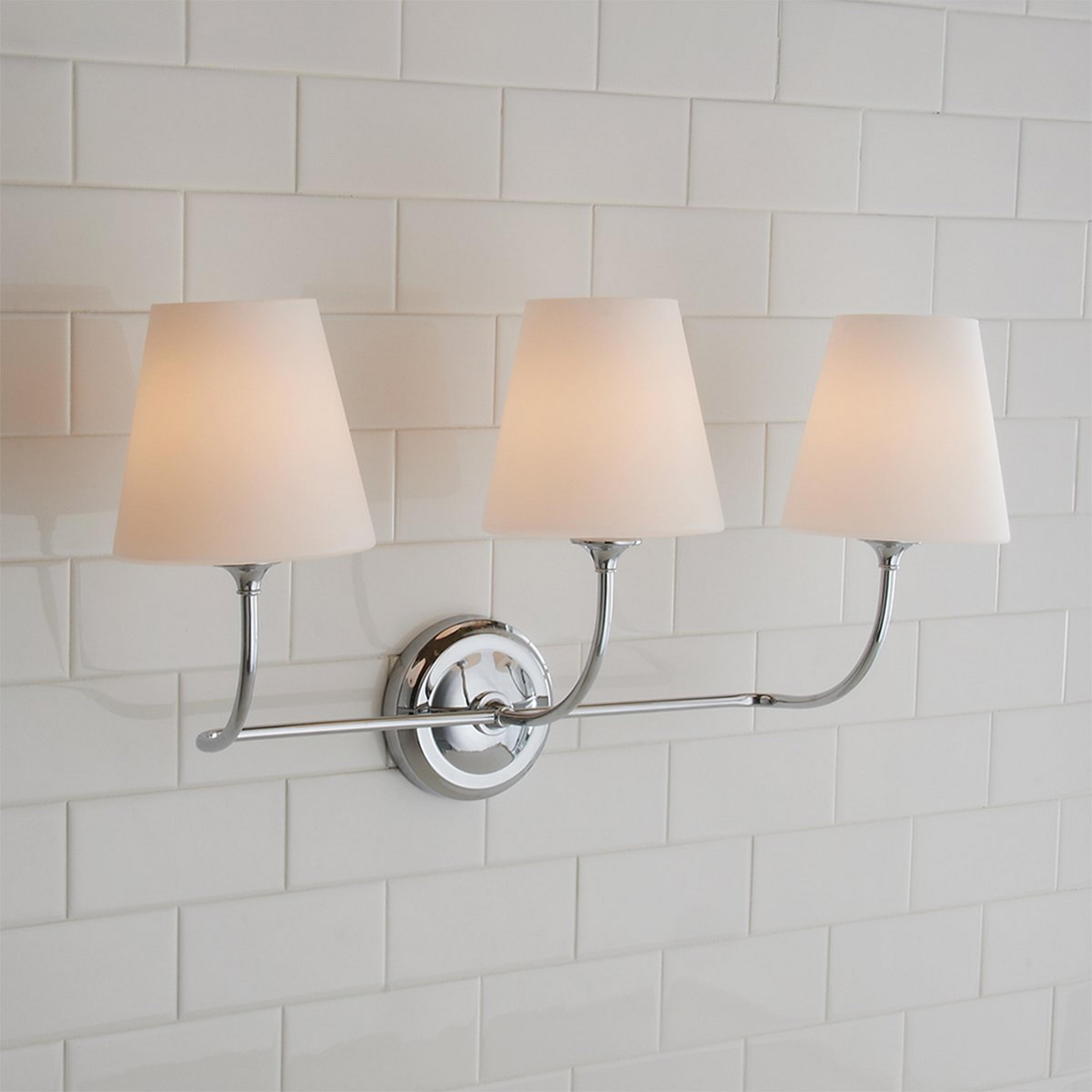 A Modern Charleston Vanity Light - 3 Light with Chrome / Milk Glass color