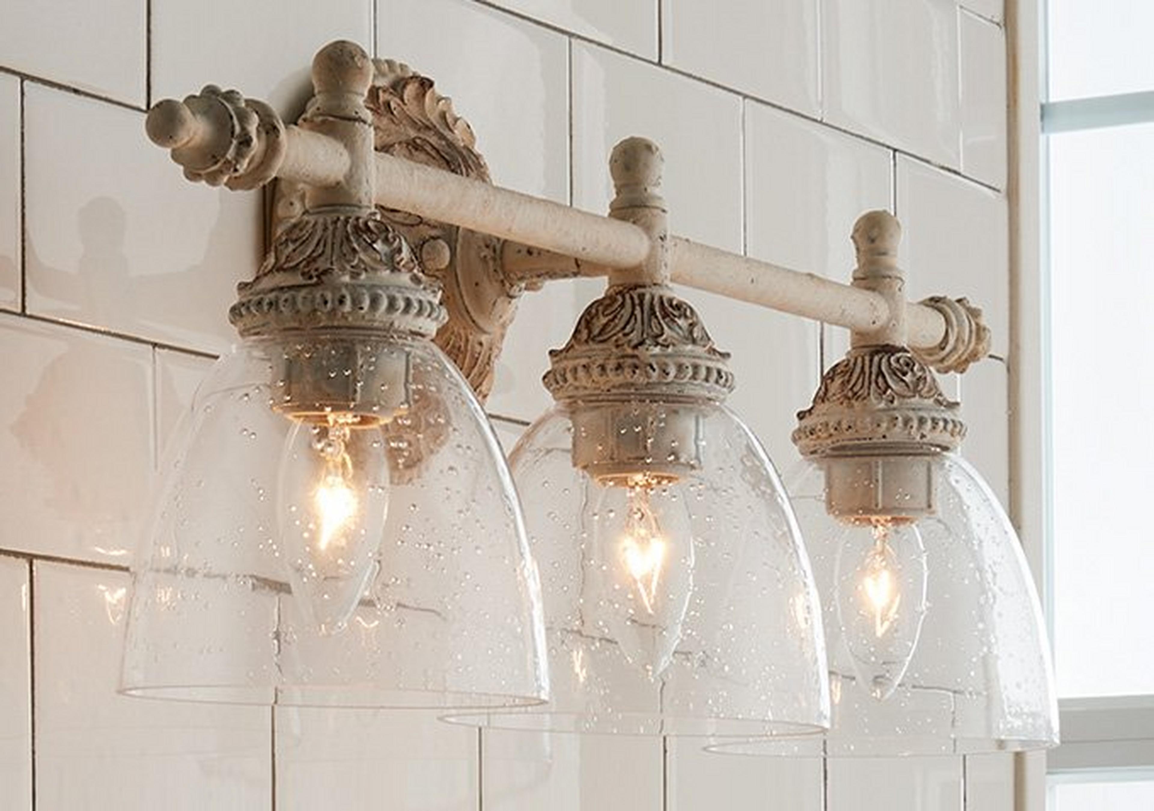 Vintage Ivory Paris Market Vanity Light