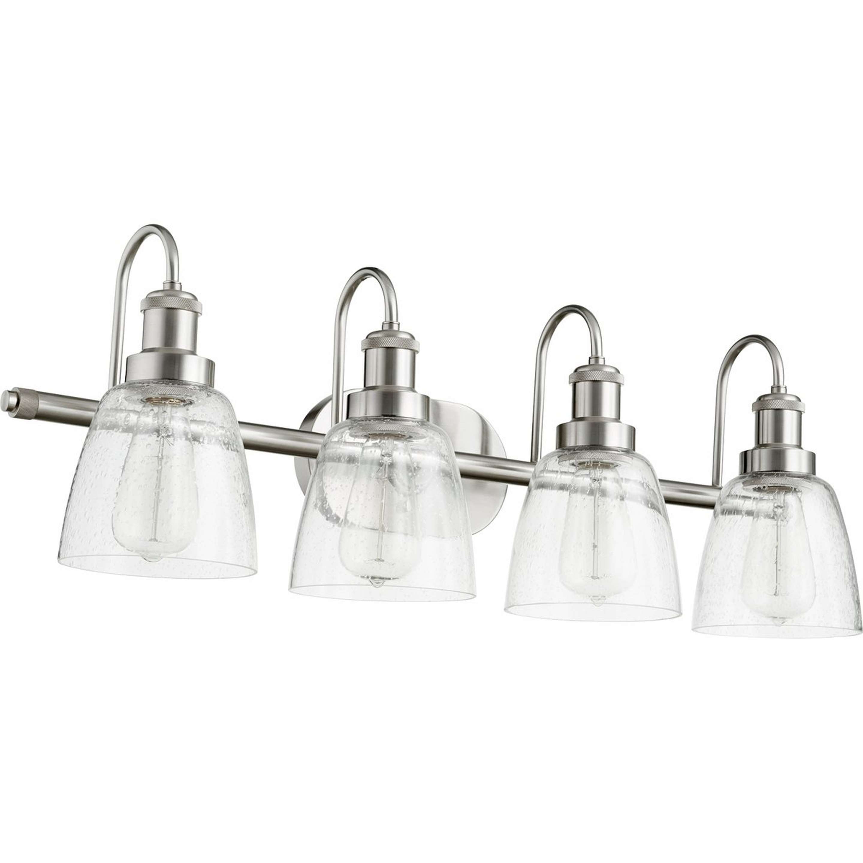 A Versatile Vanity Light - 4 Light with Satin Nickel / Clear Seeded Glass color