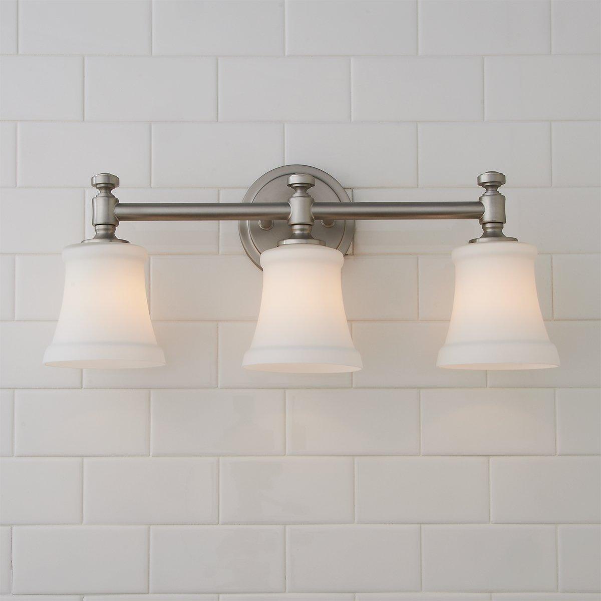 DORESshop 20 In. 3-Light Brushed Nickel Bathroom LED Vanity Light With Clear Glass Shades Modern Lighting Fixture