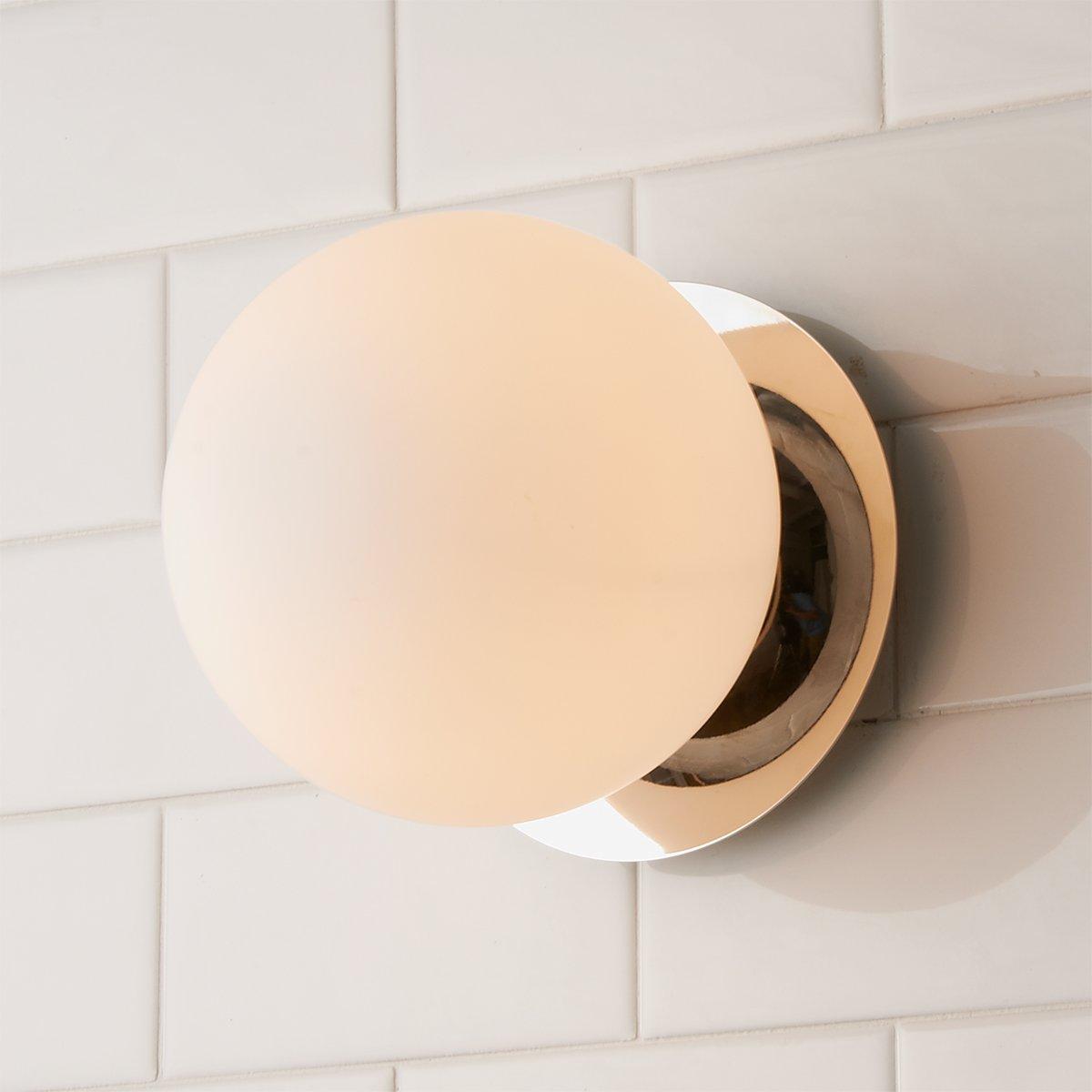 Aged Brass Opal Modern Milky Globe Bath Sconce
