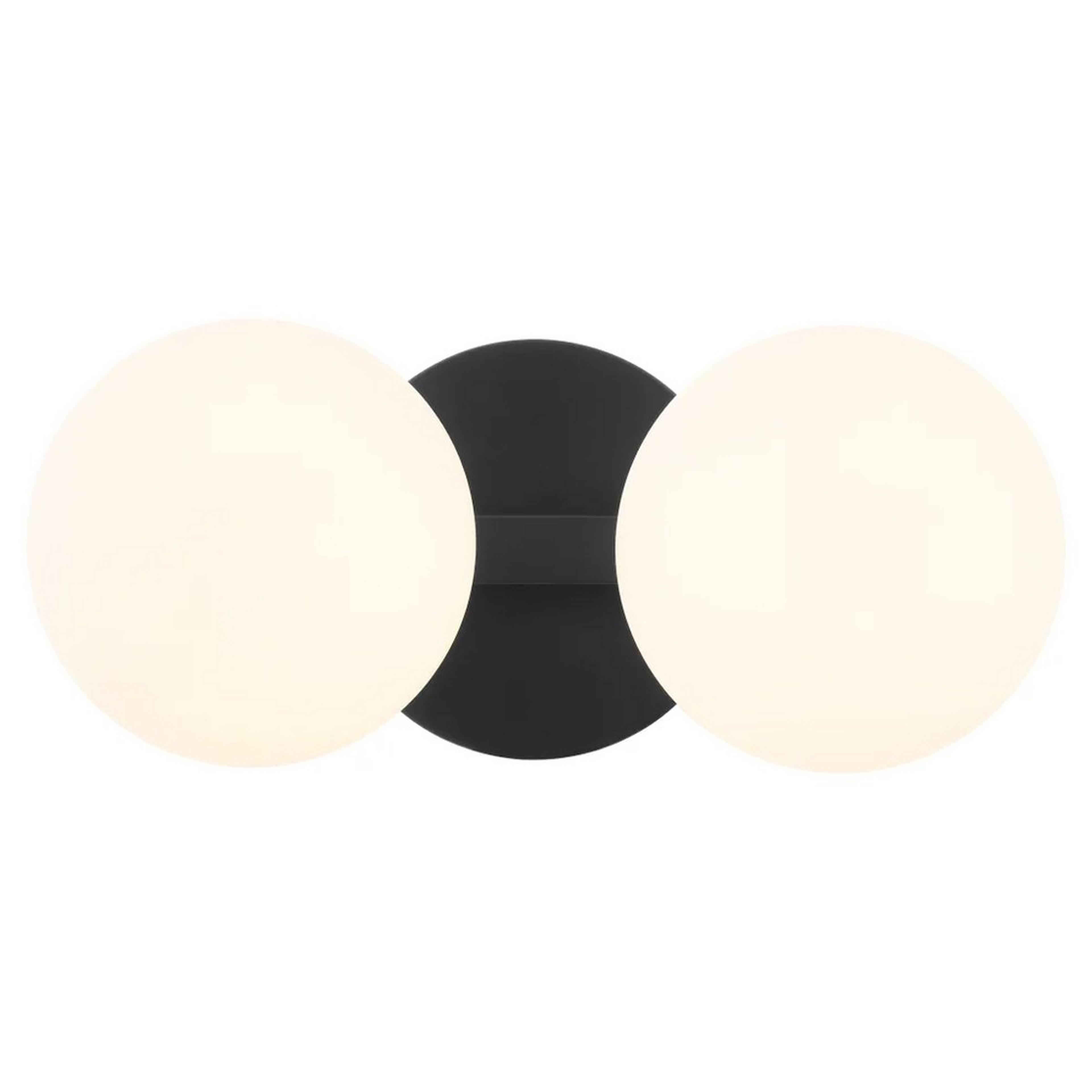 A Modern Milky Globe Vanity Light - 2 Light with Matte Black / Opal color