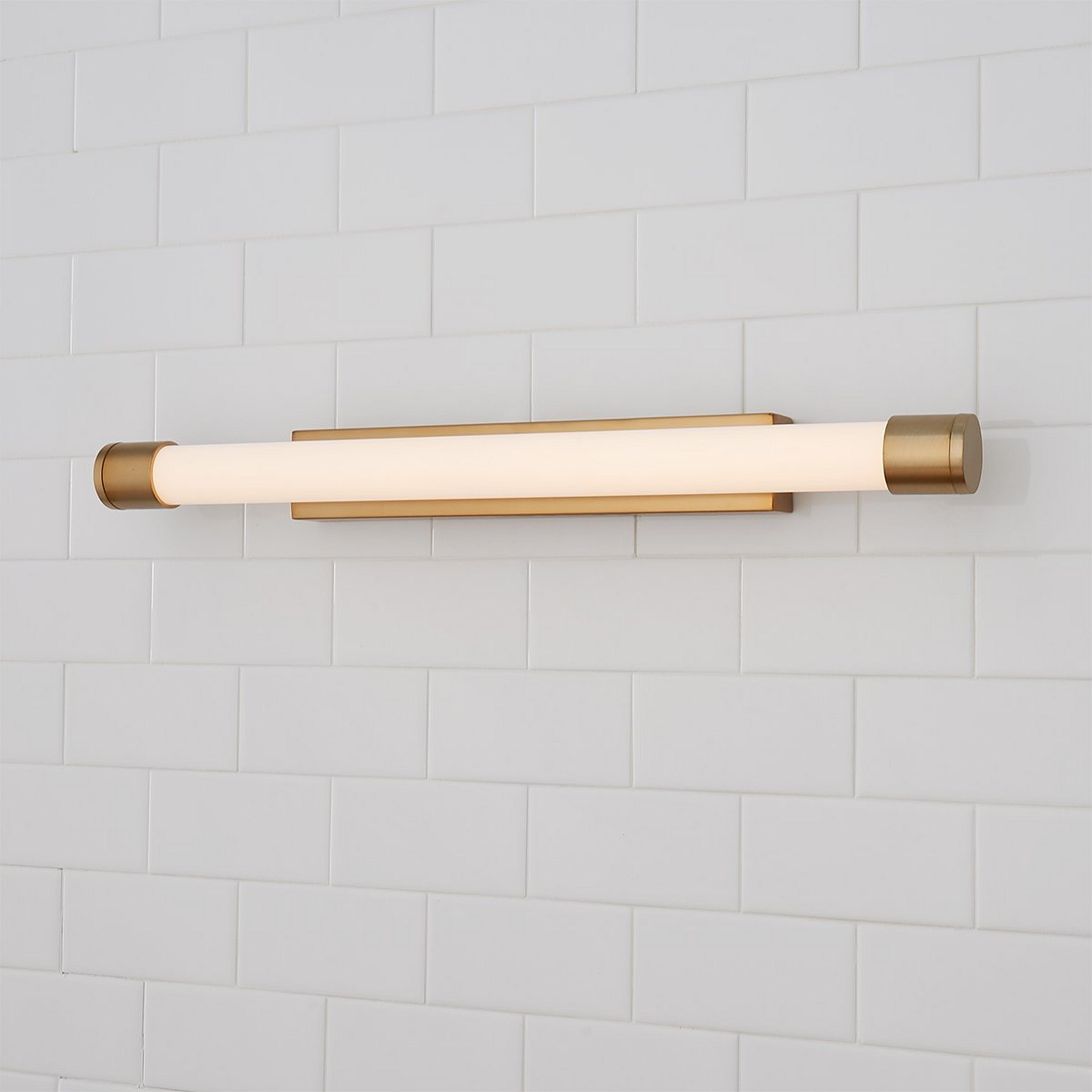 A Pinnacle Vanity Light - Small with Aged Brass / White color