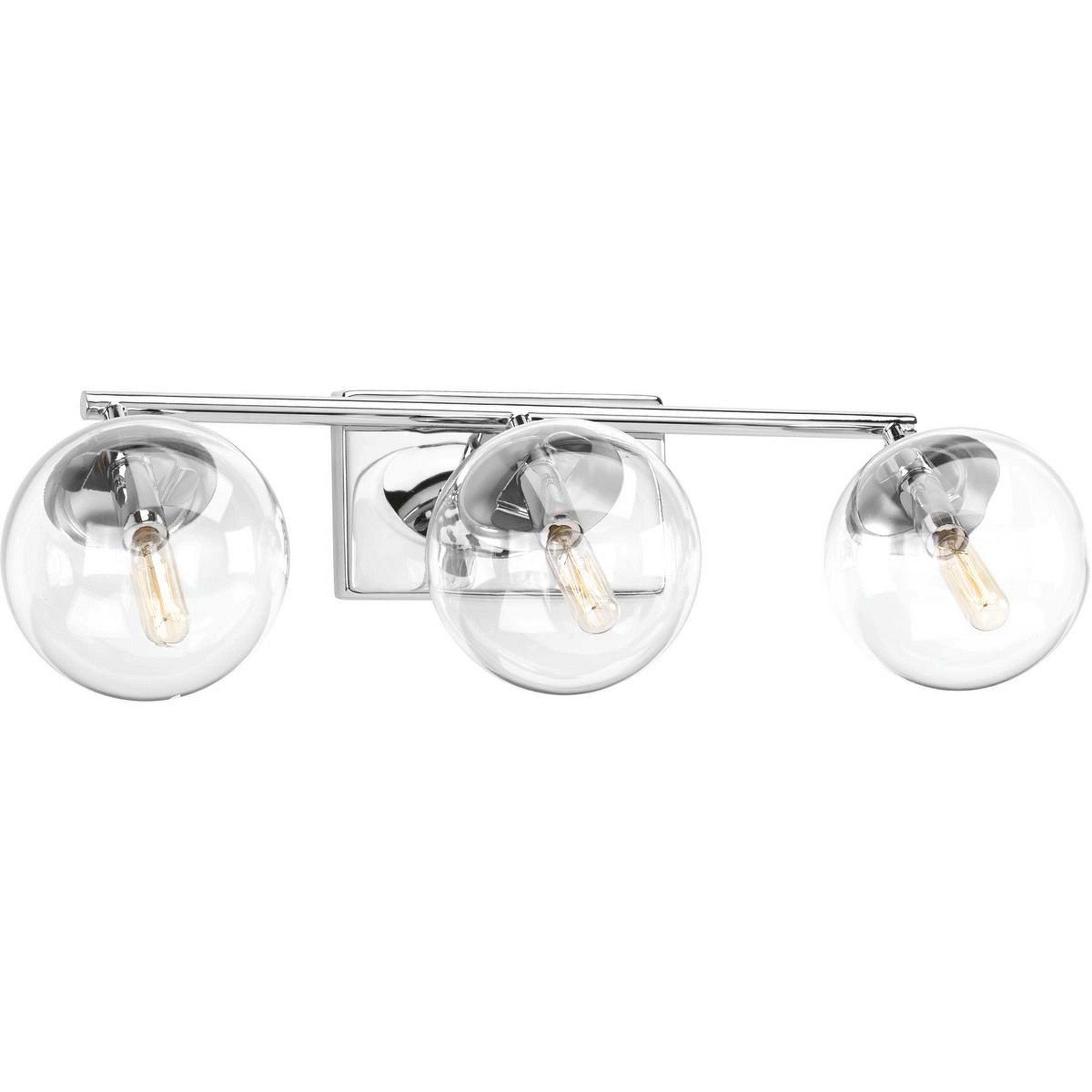 A Point Bubble Globe Vanity Light - 3 Light with Polished Chrome color