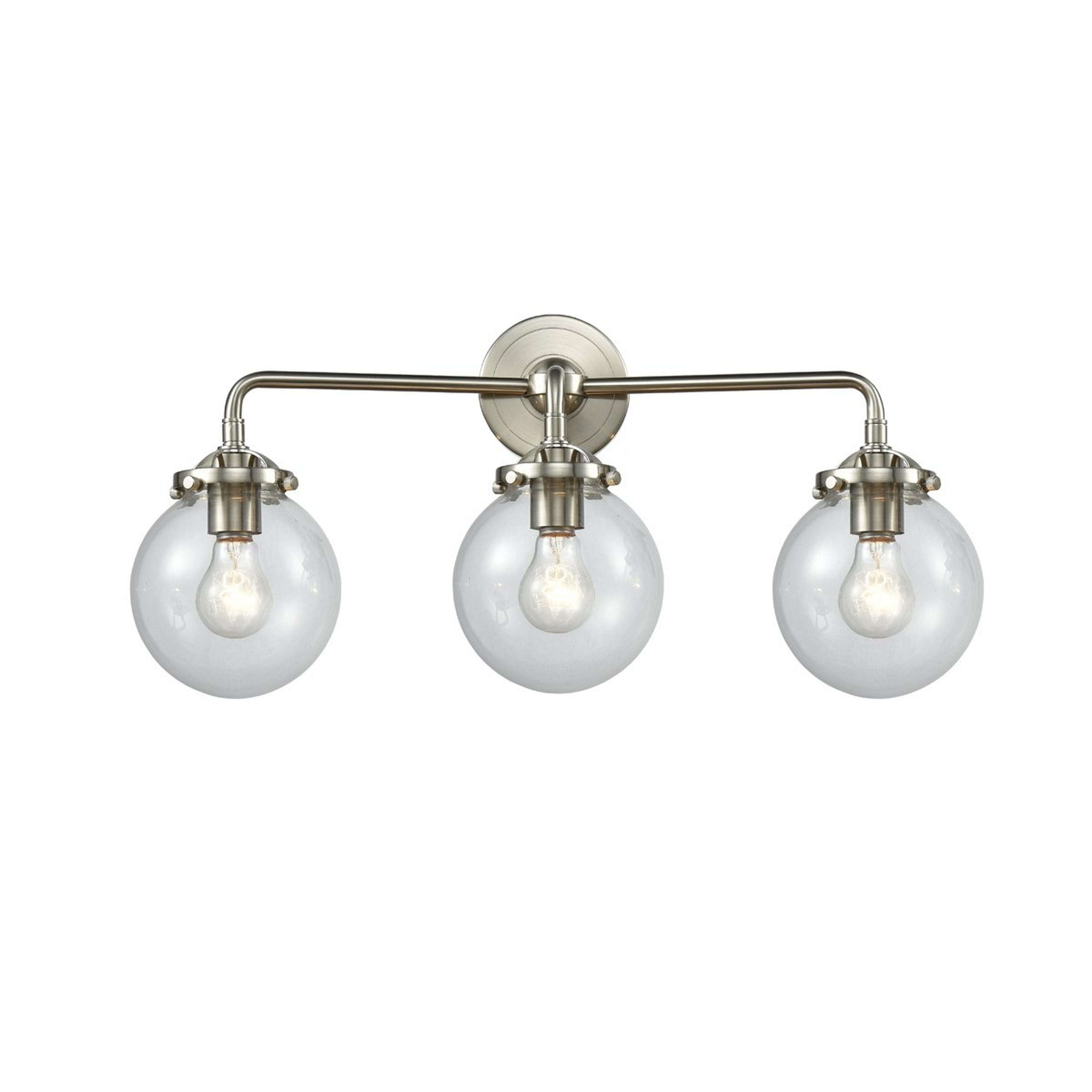 A Mod Mix Clear Globe Vanity Light - 3 Light with Satin Nickel / Clear Glass color