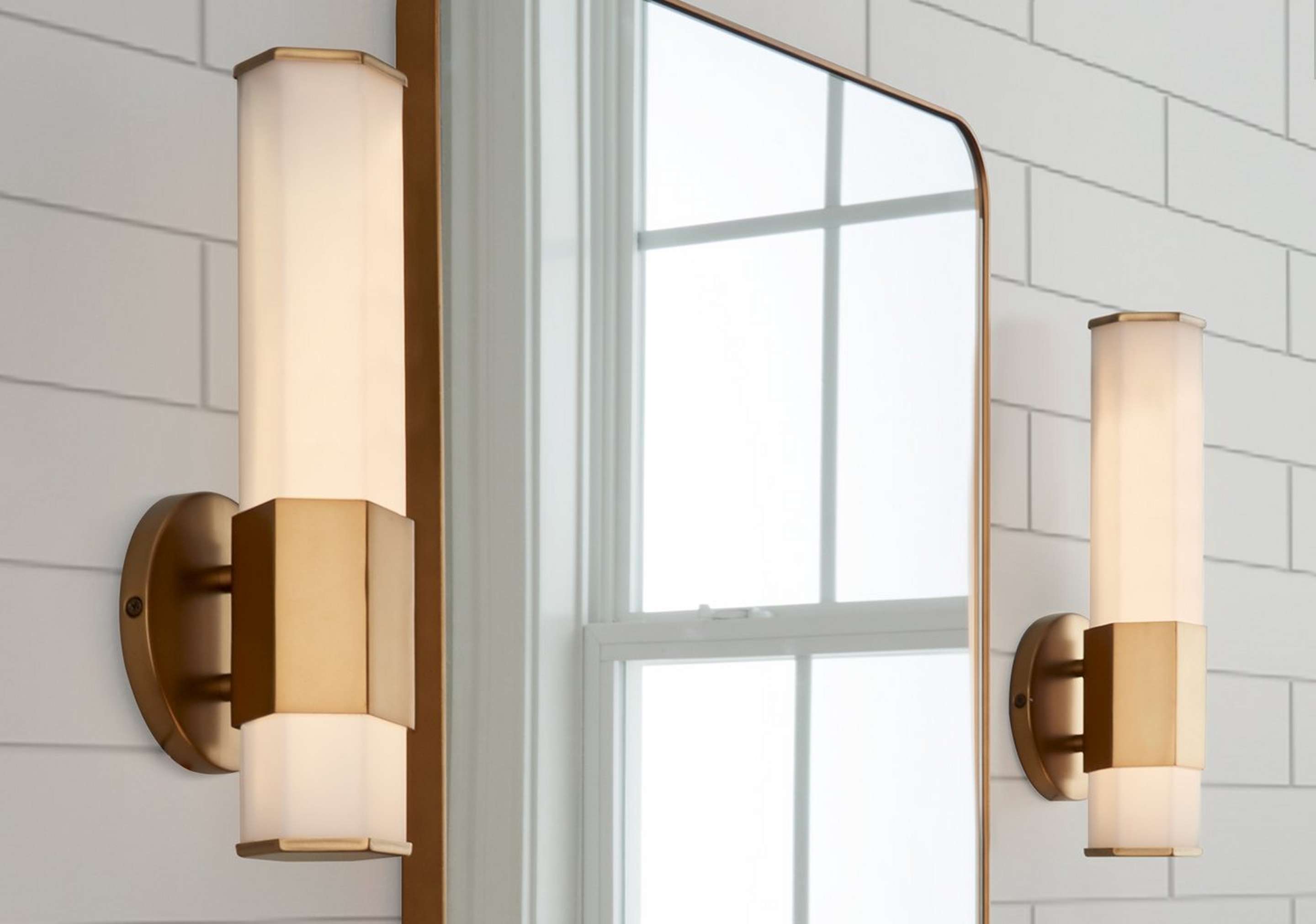 Product imageProduct imageProduct imageProduct imageProduct image Contemporary Hexagon LED Bath Sconces