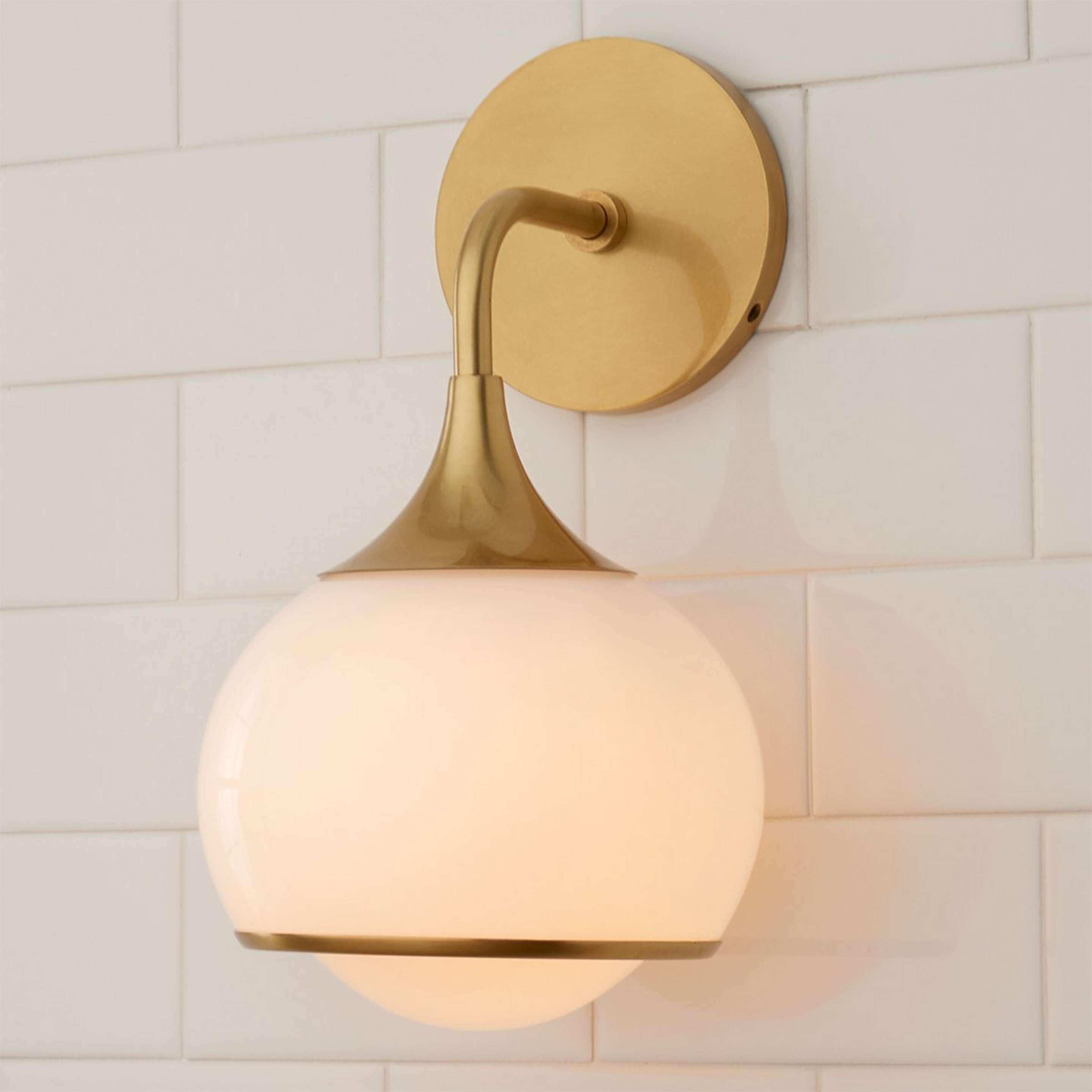 A Diner Drop Sconce with Aged Brass / White Glass color