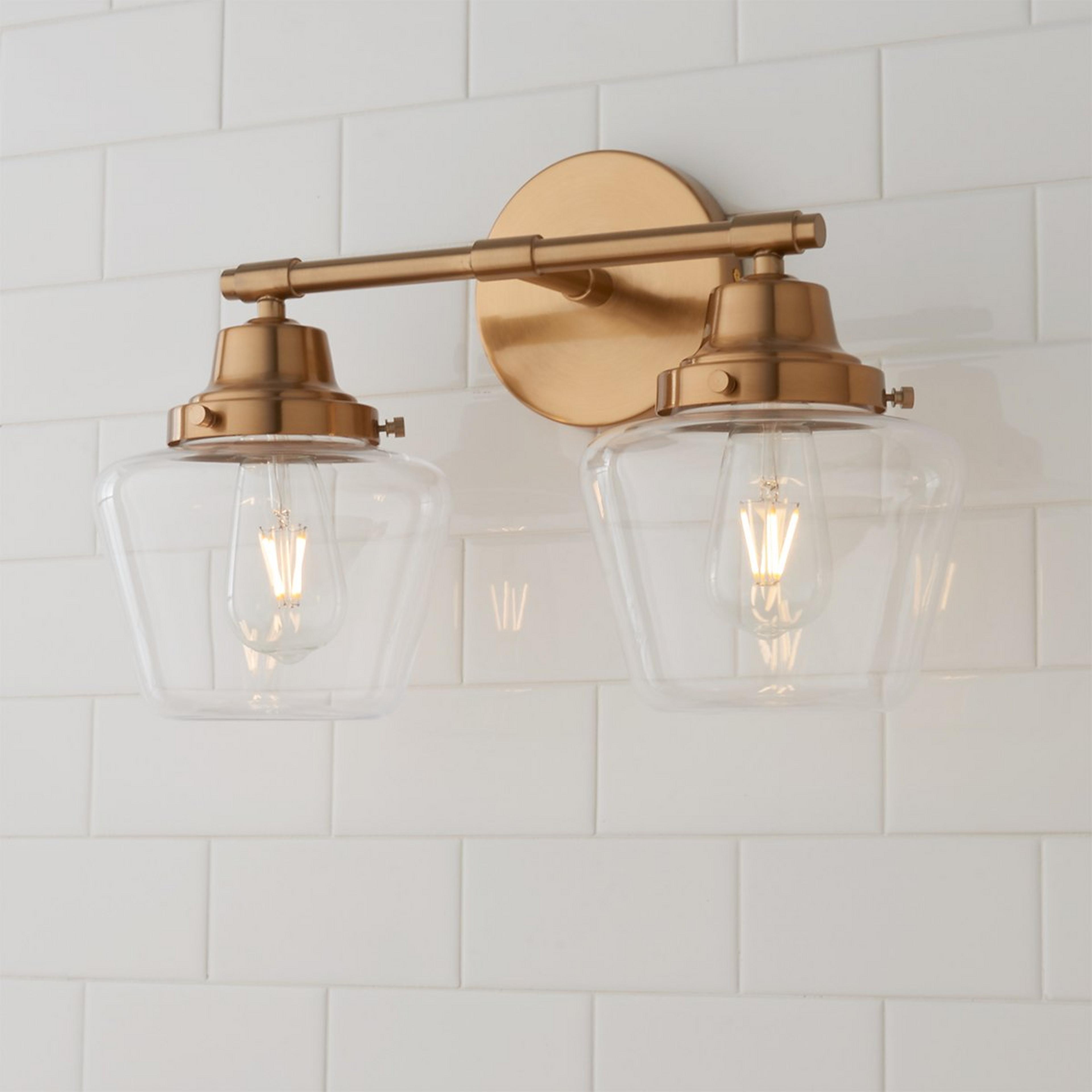 A Jacobson Vanity Light - 2 Light with Satin Brass color