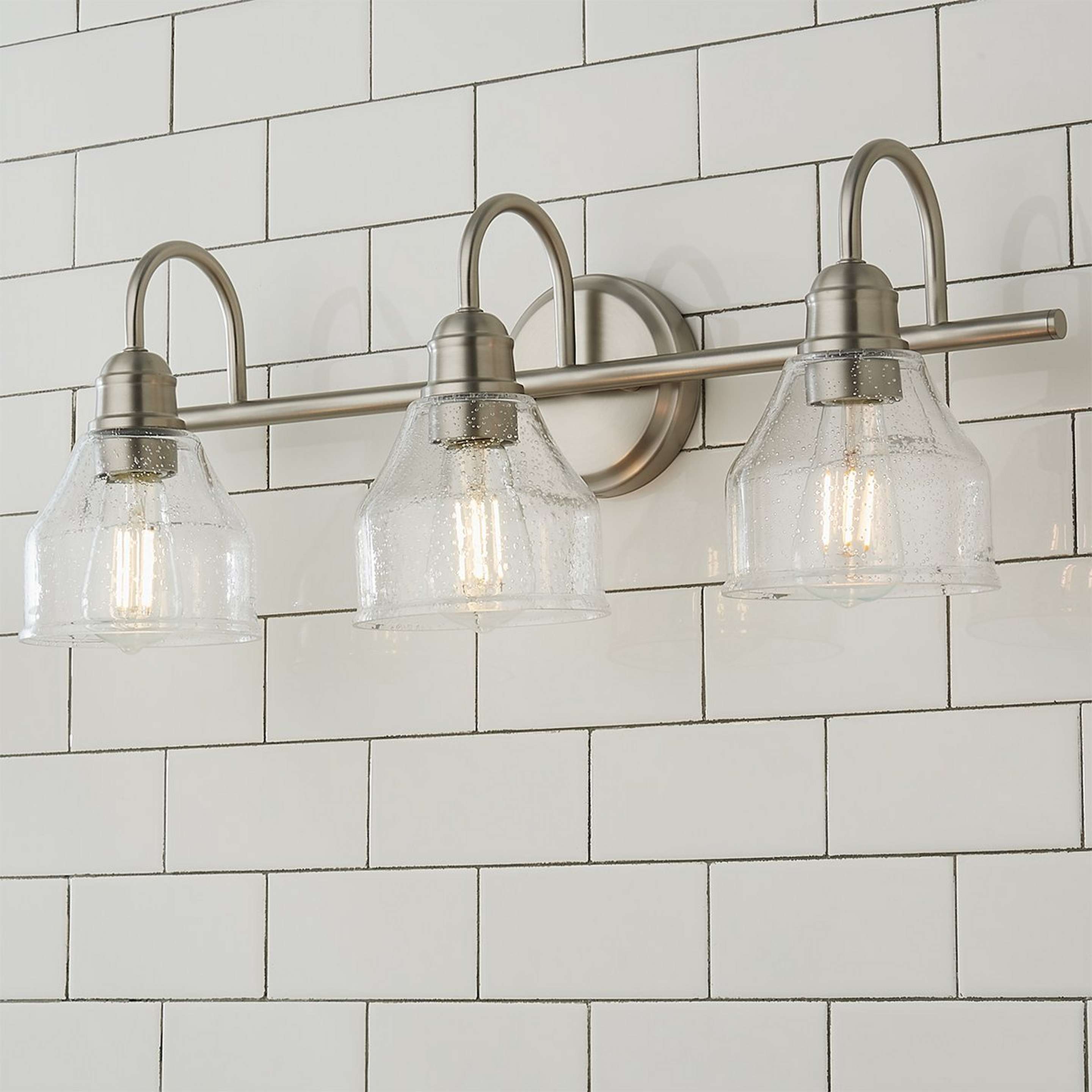 A Seedy Gooseneck Vanity Light - 3 Light with Brushed Nickel color