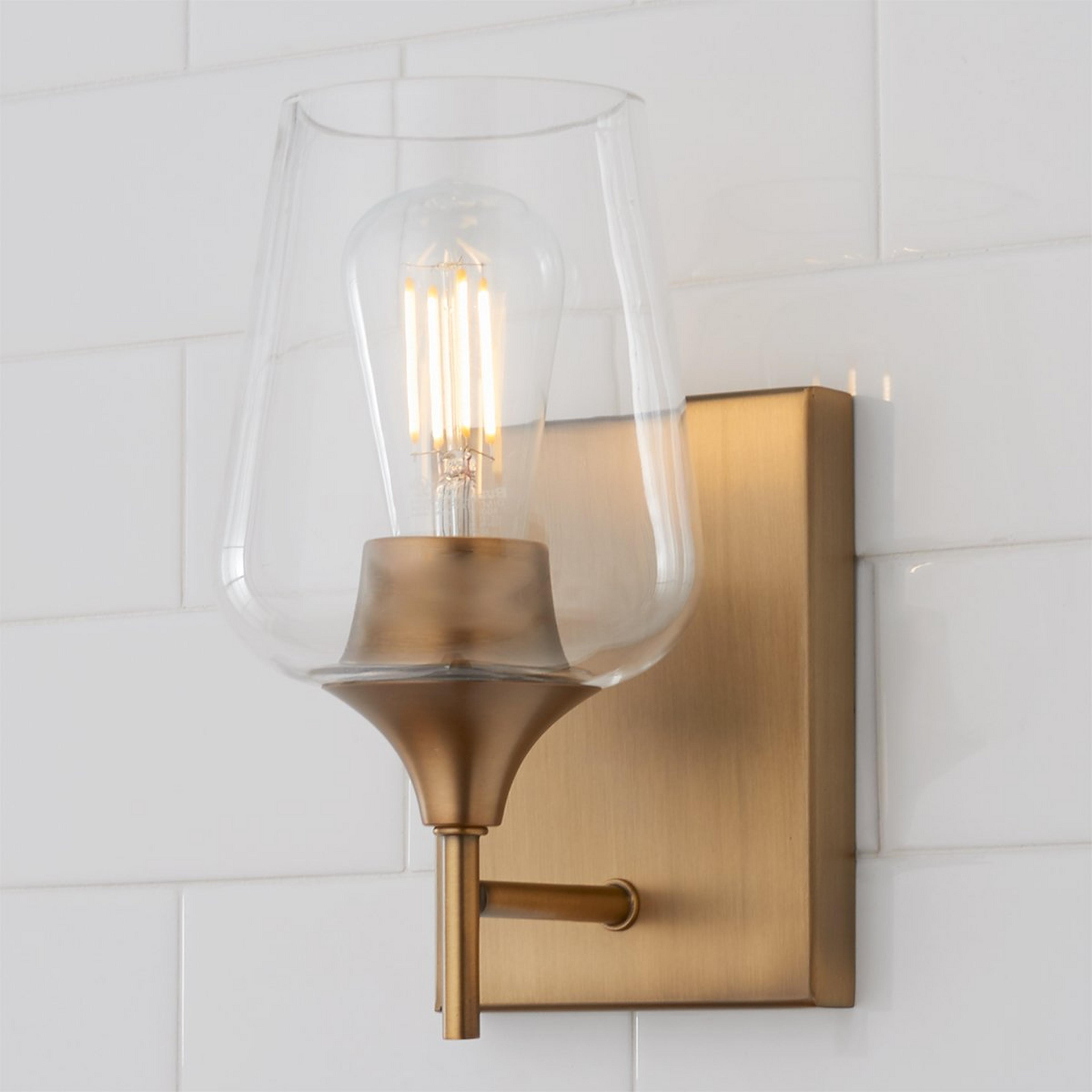 A Ashley Bath Sconce with Warm Brass / Clear color