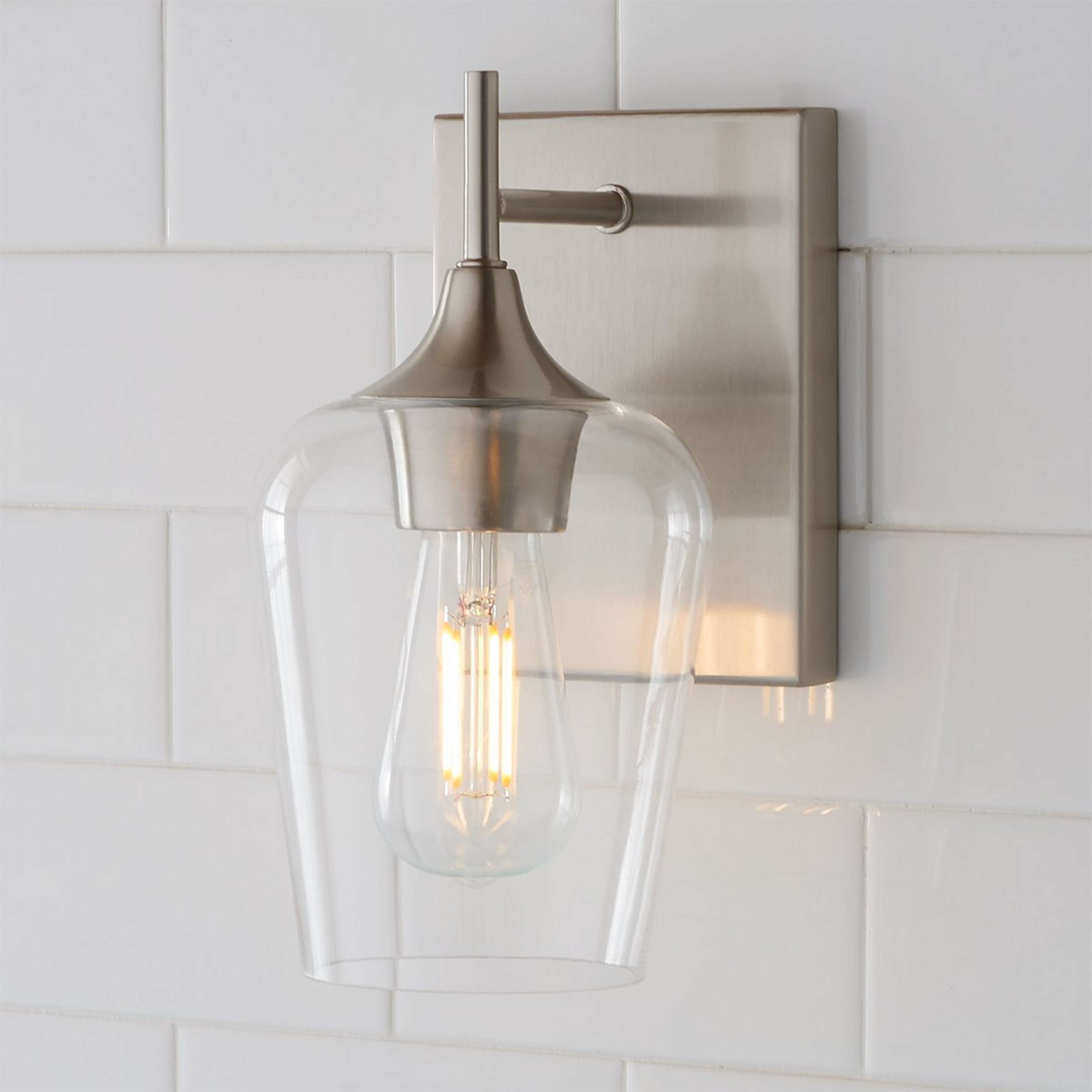 A Ashley Bath Sconce with Satin Nickel / Clear color