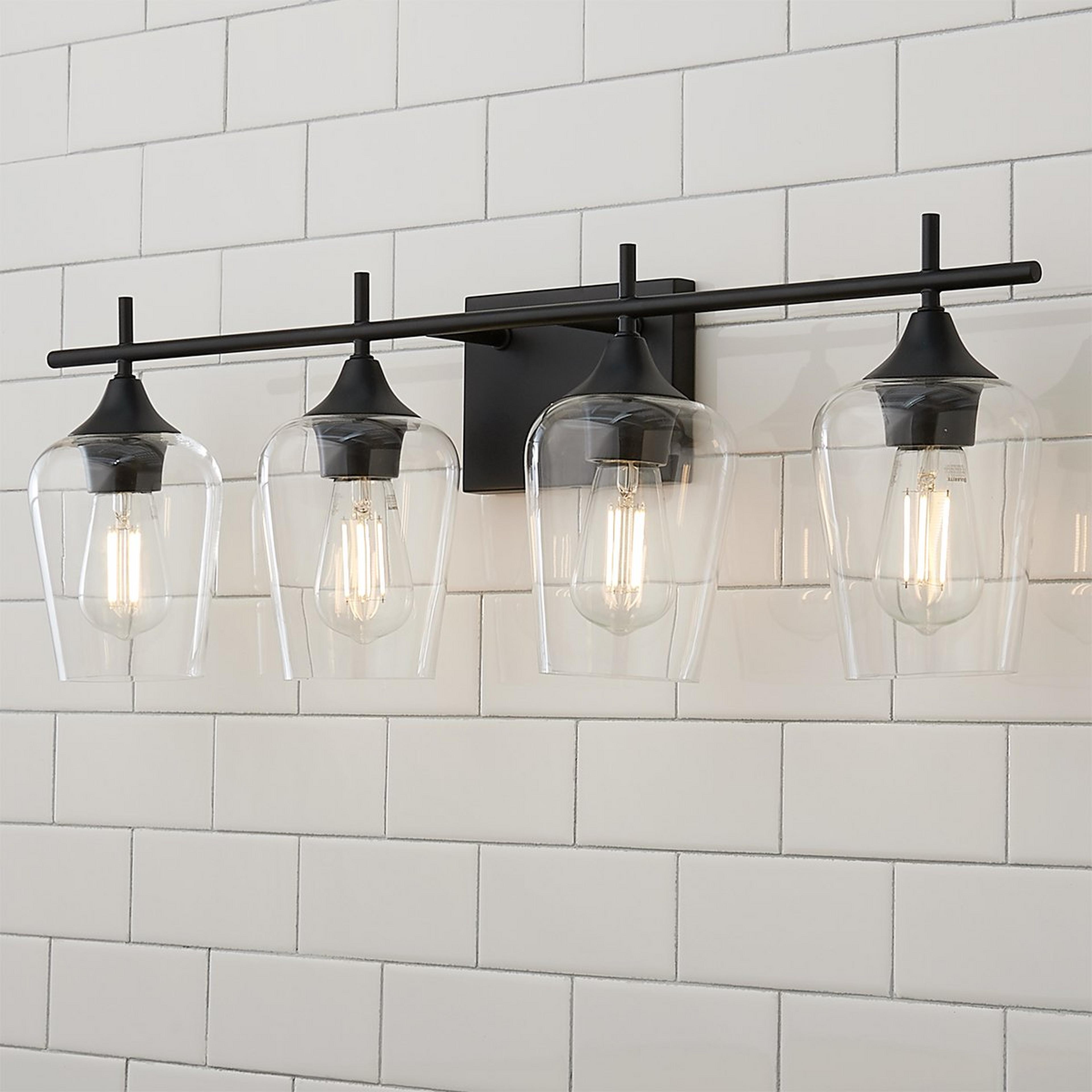 A Ashley Vanity Light - 4 Light with Black / Clear color