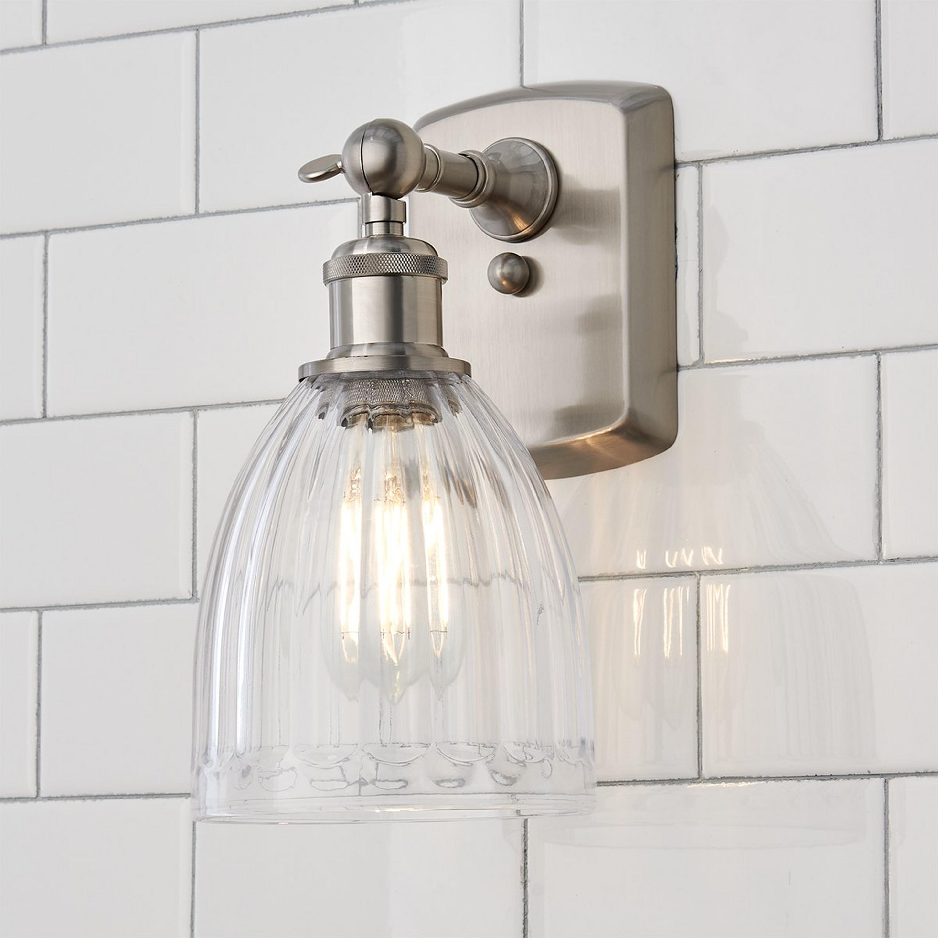 A Vintage Update Bath Sconce with Satin Nickel color