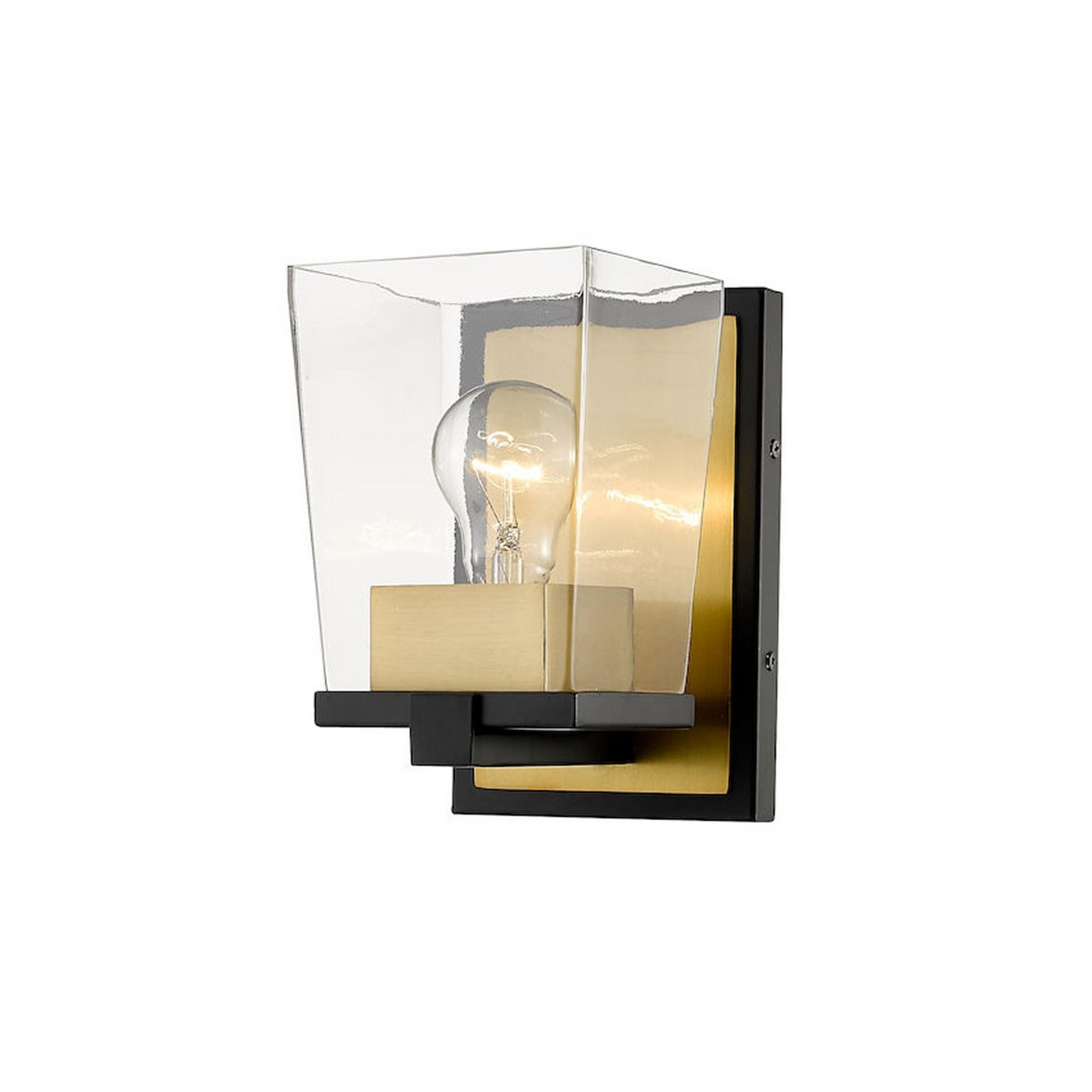 A Quadratic Bath Sconce with Black / Aged Brass color