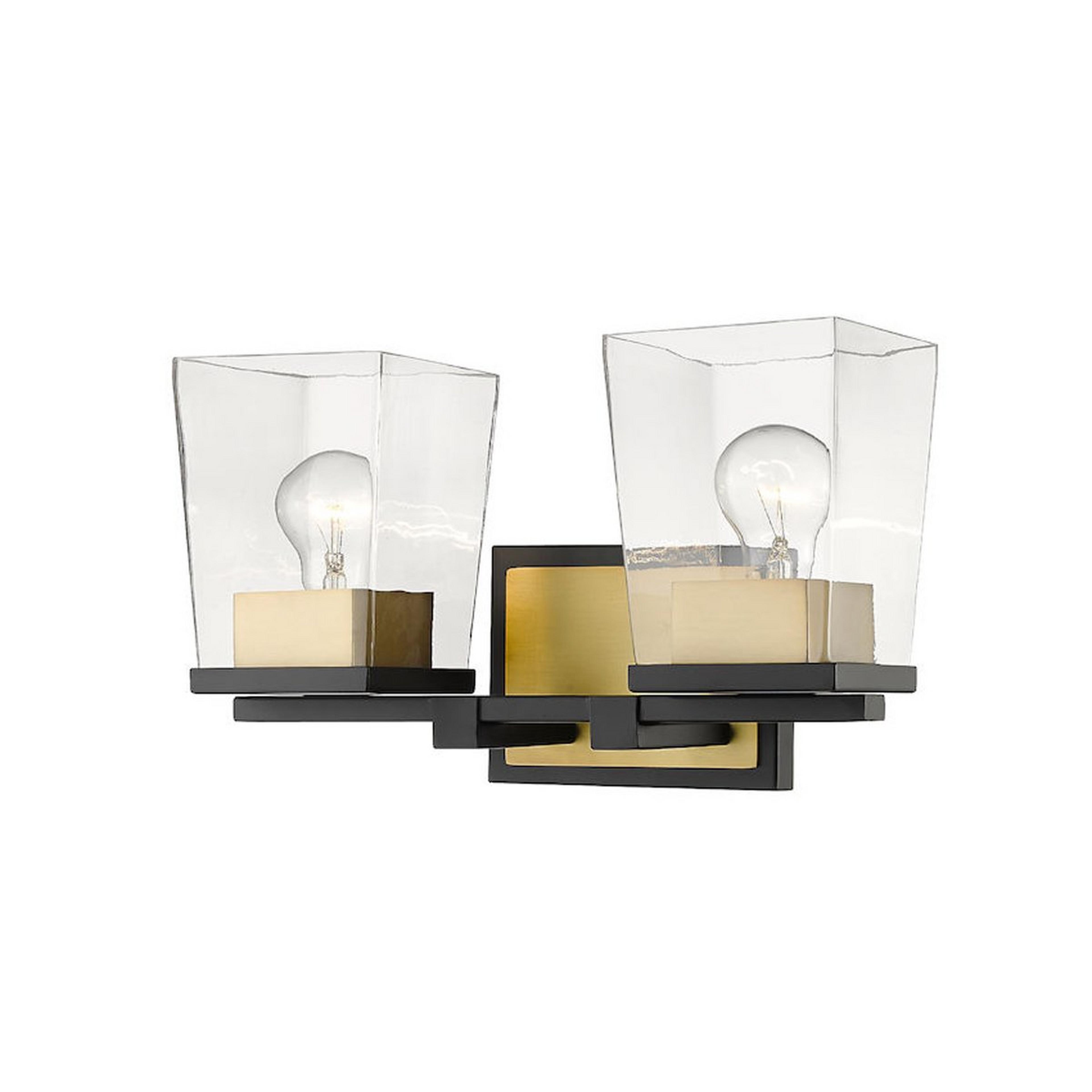 A Quadratic Vanity Light - 2 Light with Black / Aged Brass color