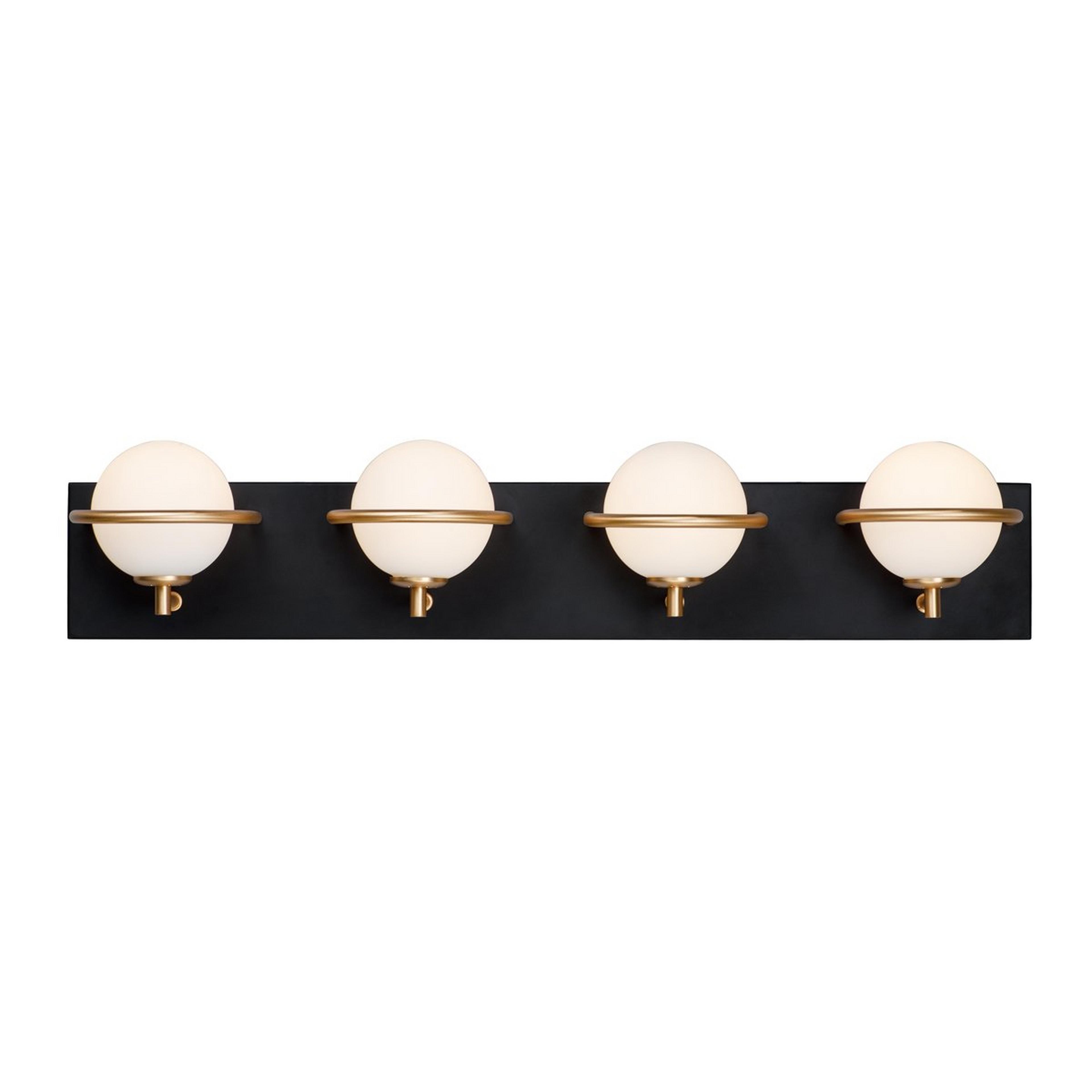 A Saturn Rings Vanity Light - 4 Light with Black / Satin White / Gold color