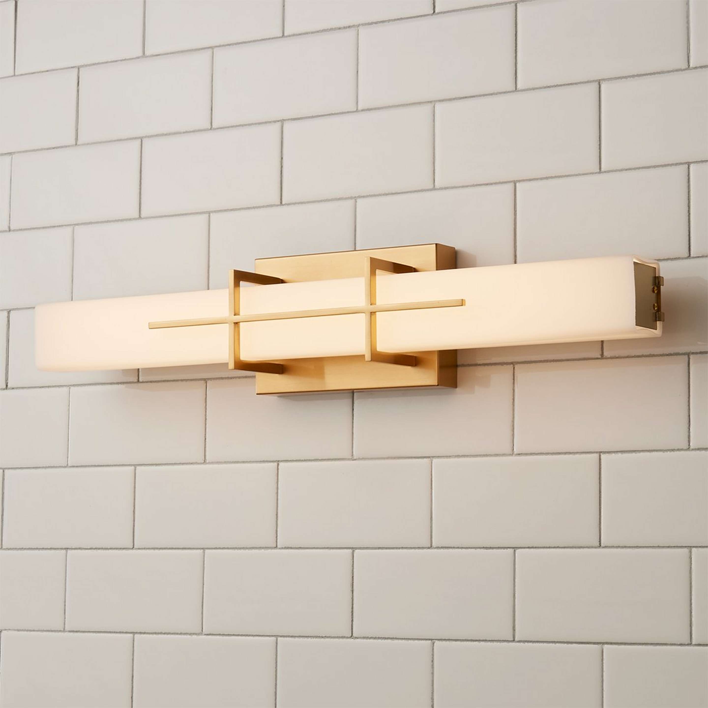 A Cydney Vanity Light - Small with Aged Brass / Opal Glass color