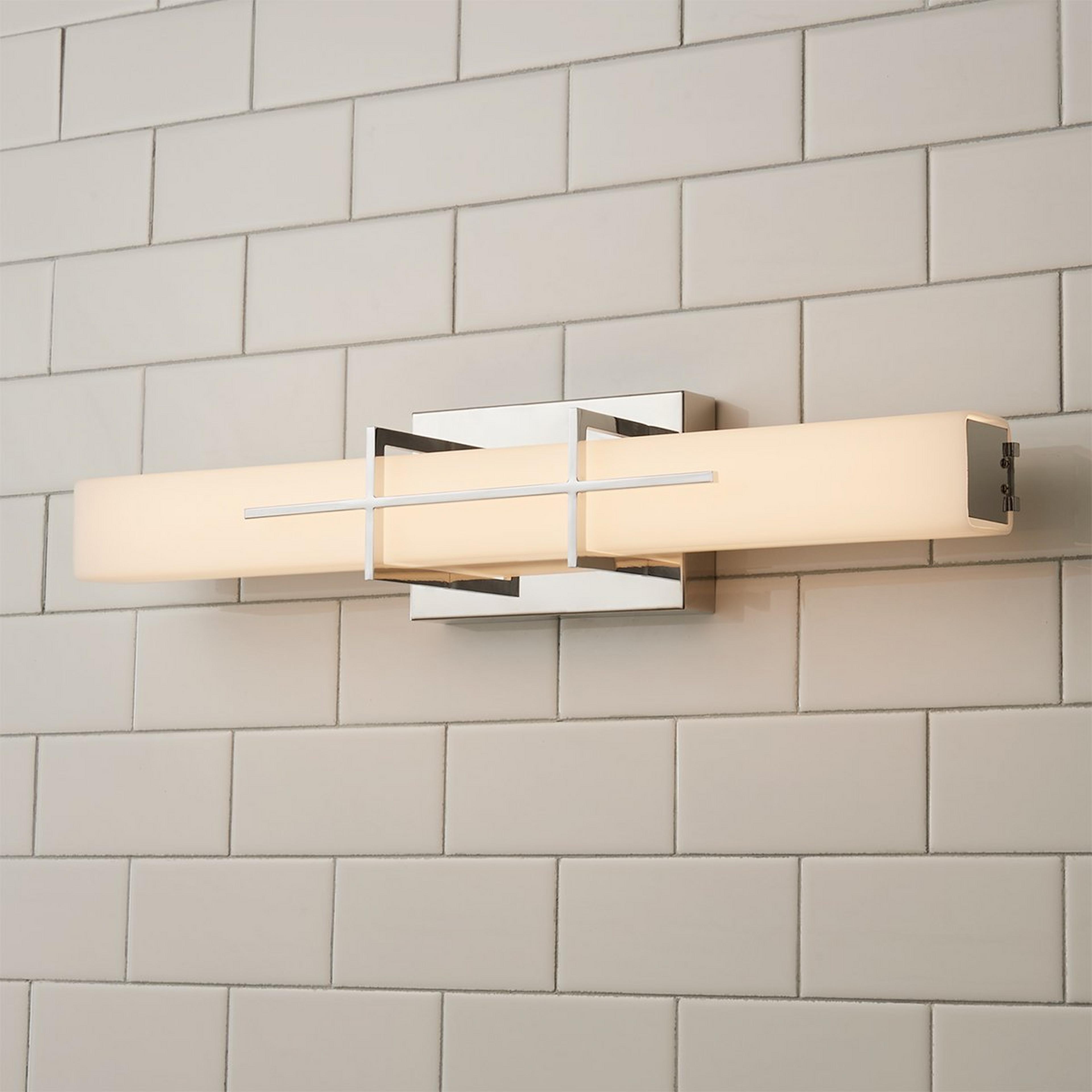 A Cydney Vanity Light - Small with Chrome / Opal Glass color